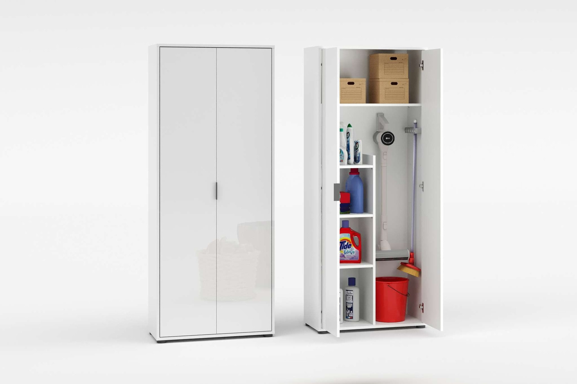 Image of Home affaire Mehrzweckschrank "JOLLY, Stauraumschrank, Breite 72,5 cm, Höhe 178 cm" 1 Stk. tlg. 2-türiger Schrank, 3 kleine + 1 grosser Boden, hochglanz lackiert