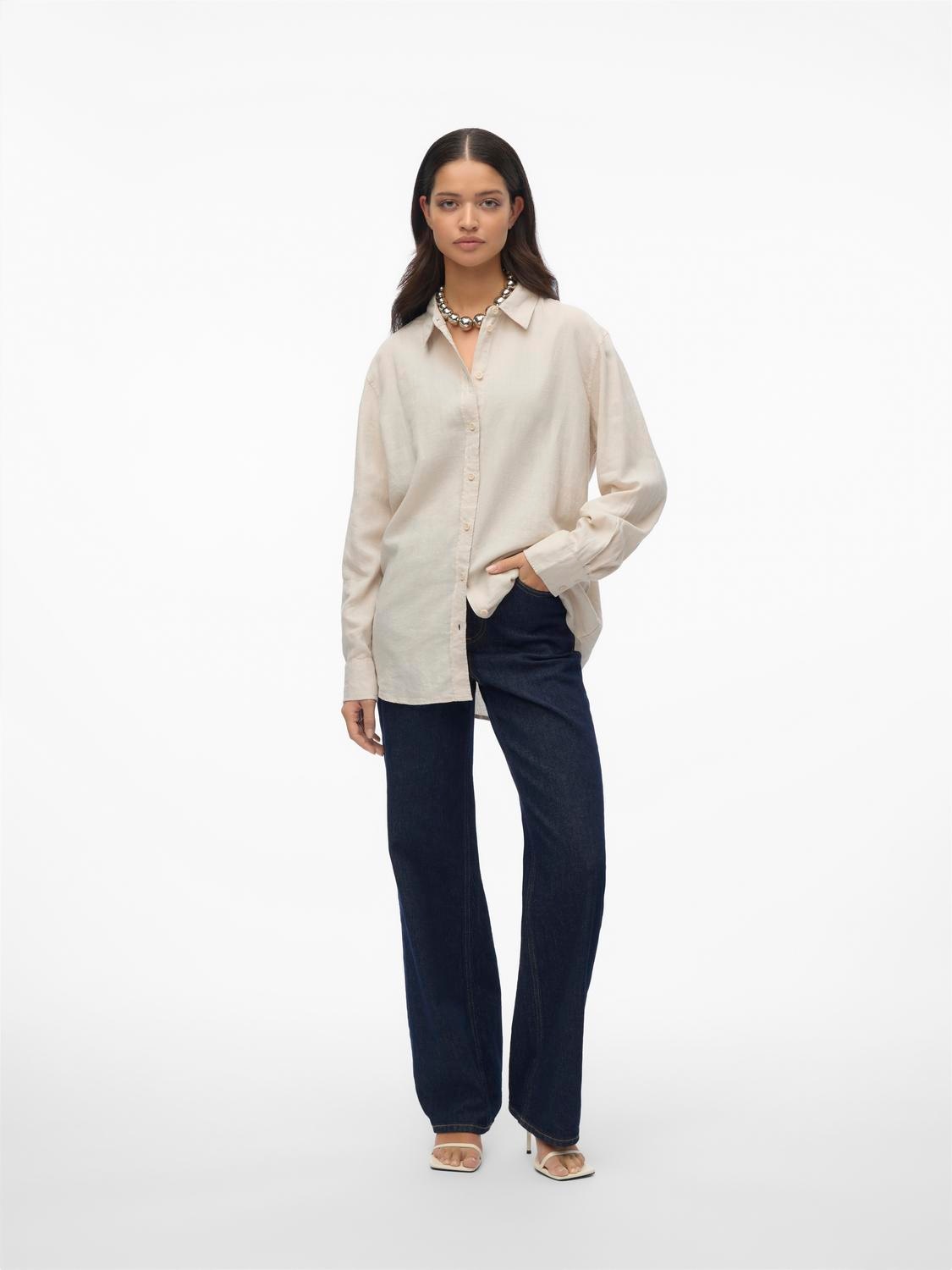 Vero Moda Hemdbluse »VMLINN LINEN LS SHIRT WVN NOOS«, hochwertige Qaulität mit Leinen