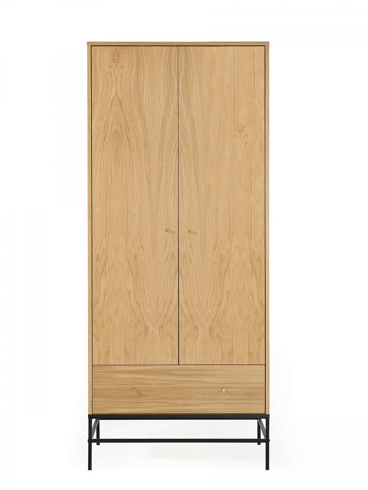 Woodman Kleiderschrank »Flora«, Holzfurnier aus Eiche, Fussrahmen aus Metall, Breite 80 cm