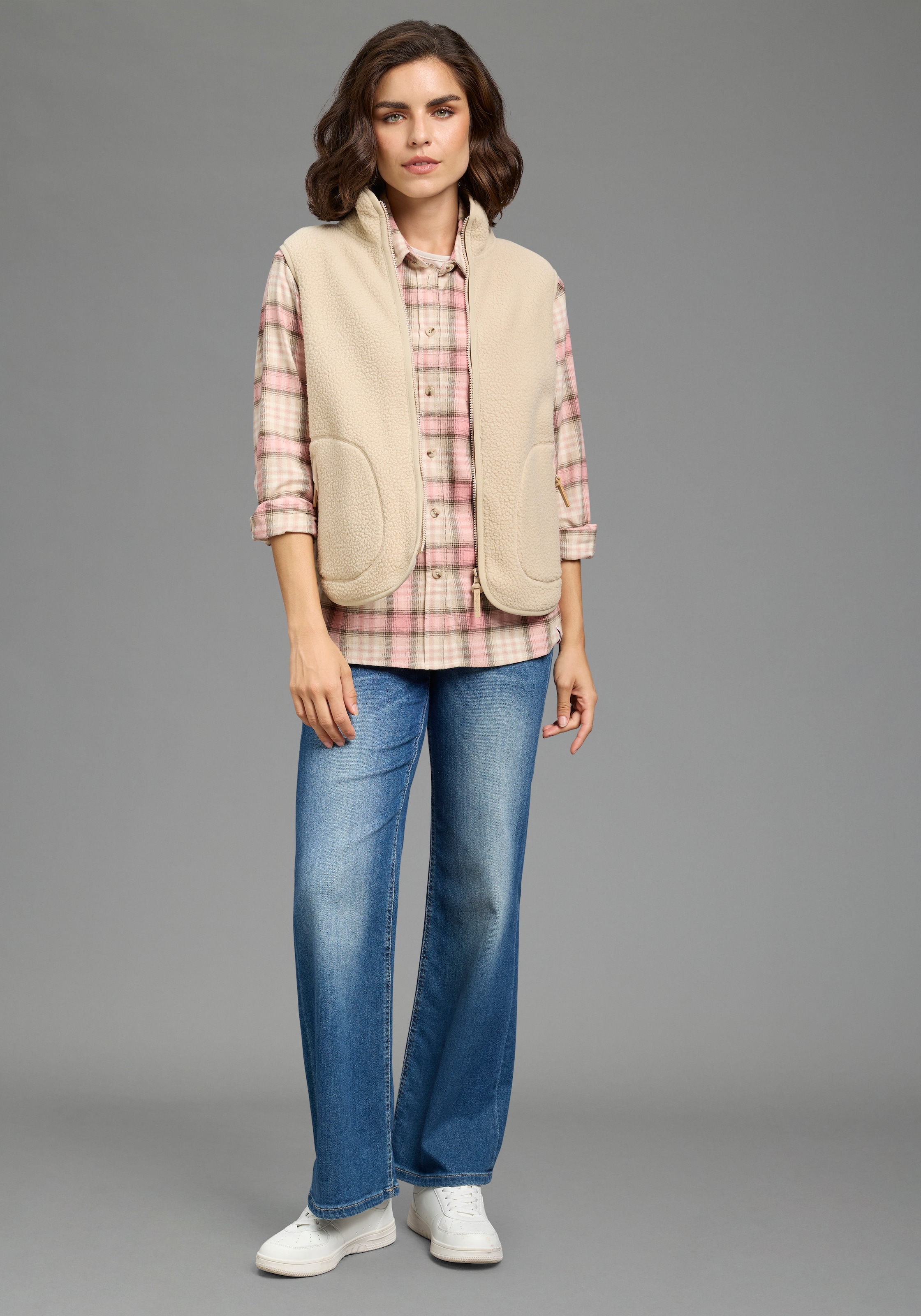 KangaROOS Blouse chemise coupe oversize, manches longues avec poignet à 1 bouton et fente de manche