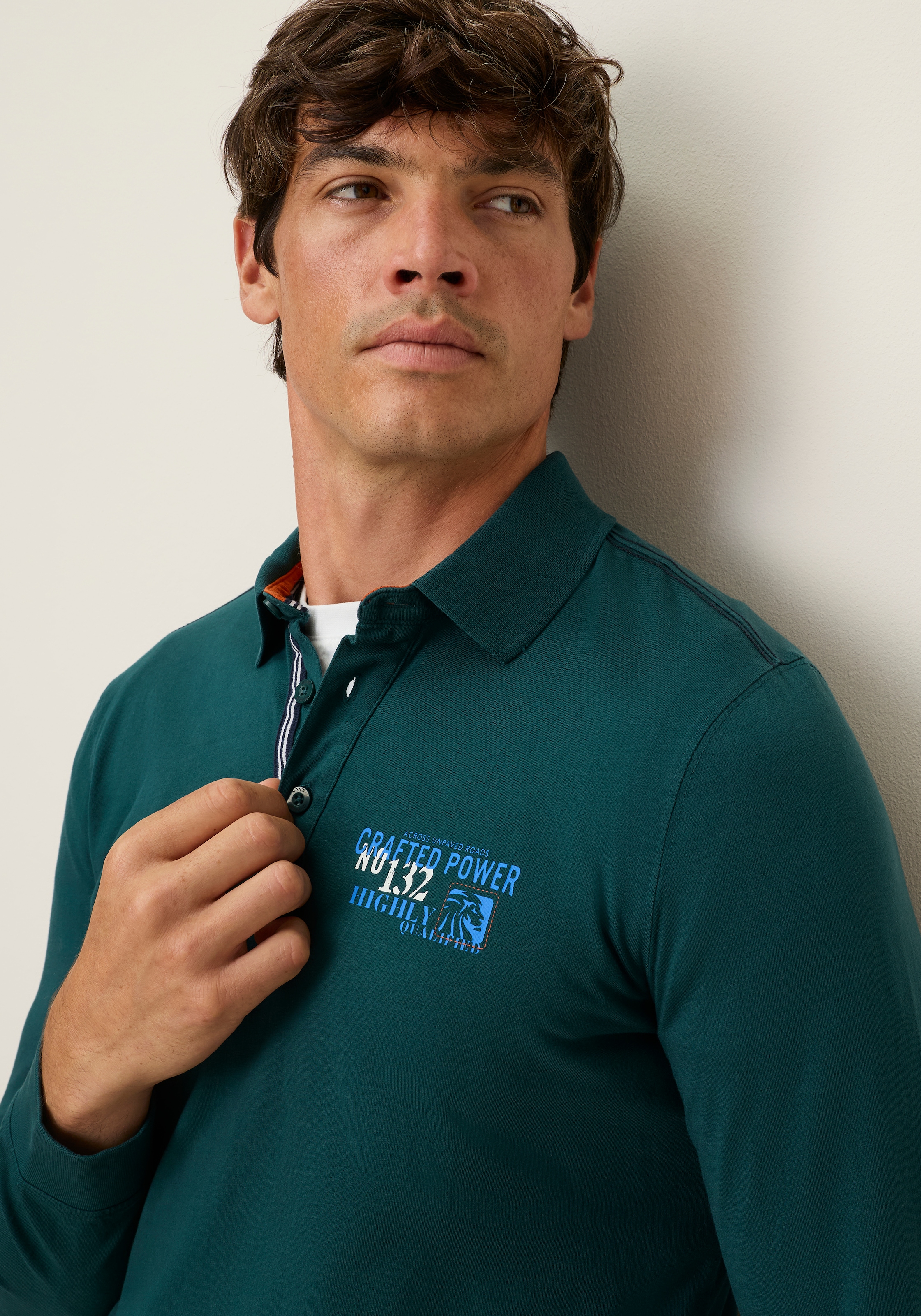 Man's World Poloshirt Normale Passform, mit Langarm, klassischer Look