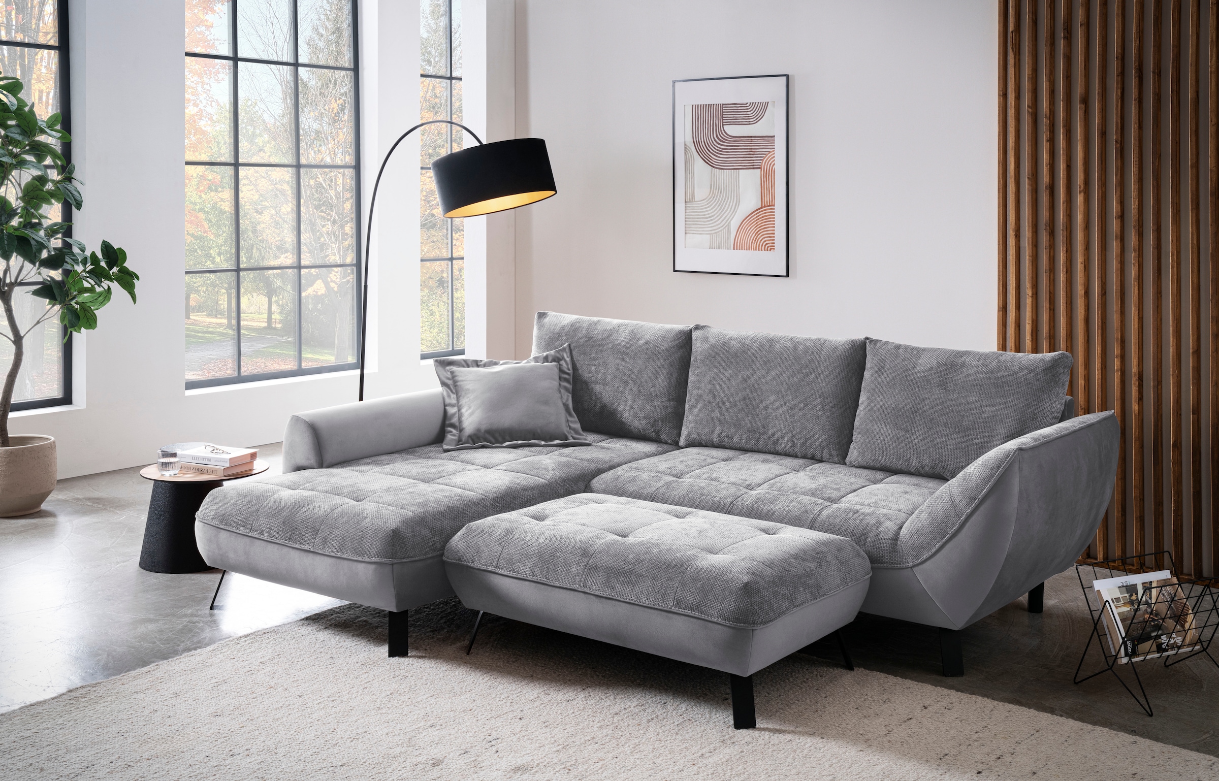 Image of exxpo - sofa fashion Ecksofa "Bellini, Materialmix oder komplett Struktur, Breite 268cm, bequem" bequem und modern, Materialmix, L-Form