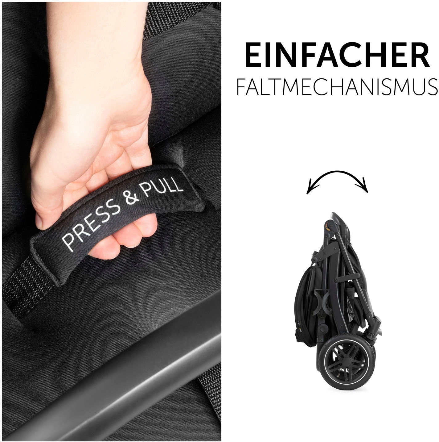 Hauck Poussette pour enfants »Rapid 4D Air, black« mit verlängerbarem 3-Zonen Verdeck