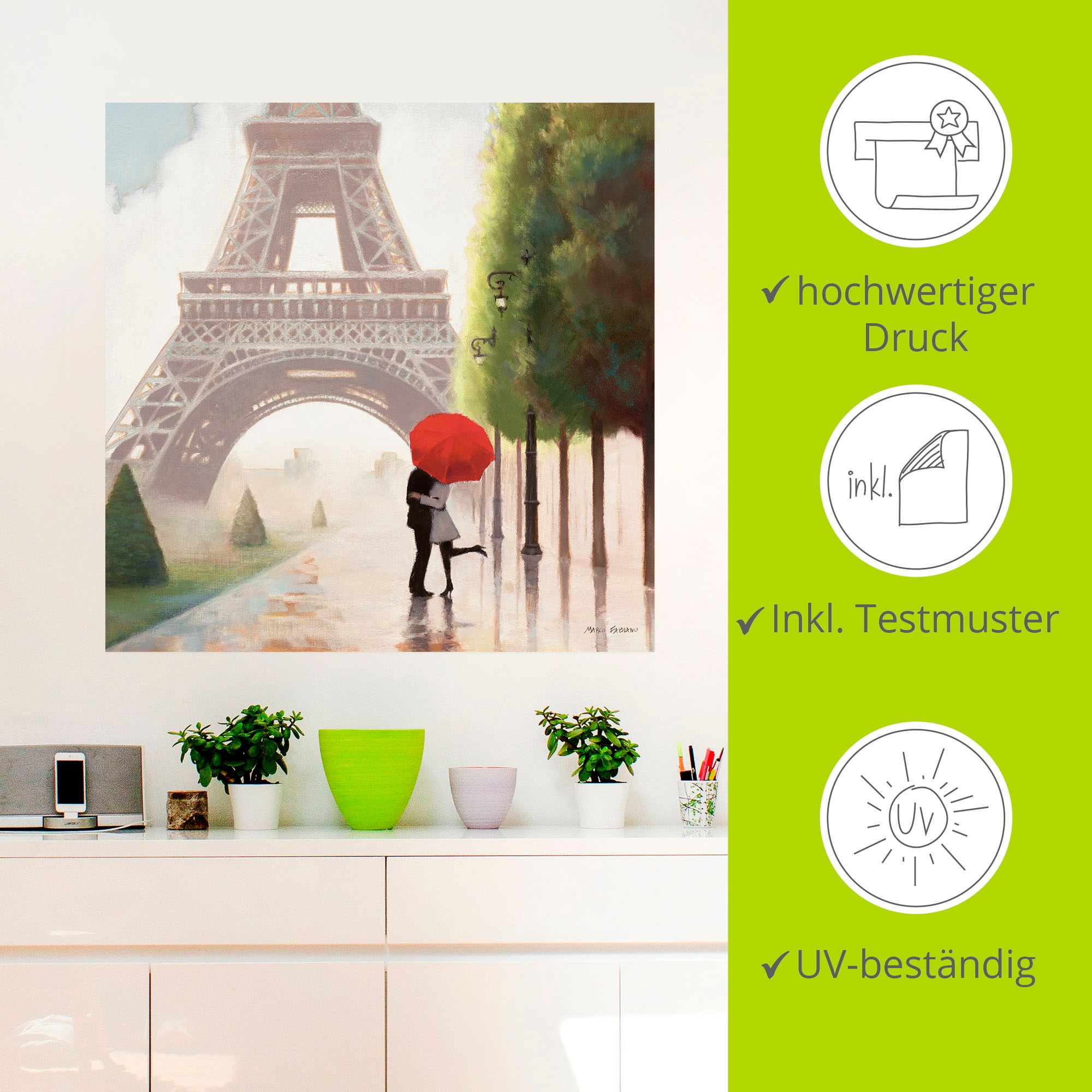 Artland Wandbild »Paris Romanze II«, Gebäude, (1 St.), als Leinwandbild, Poster, Wandaufkleber in verschied. Grössen