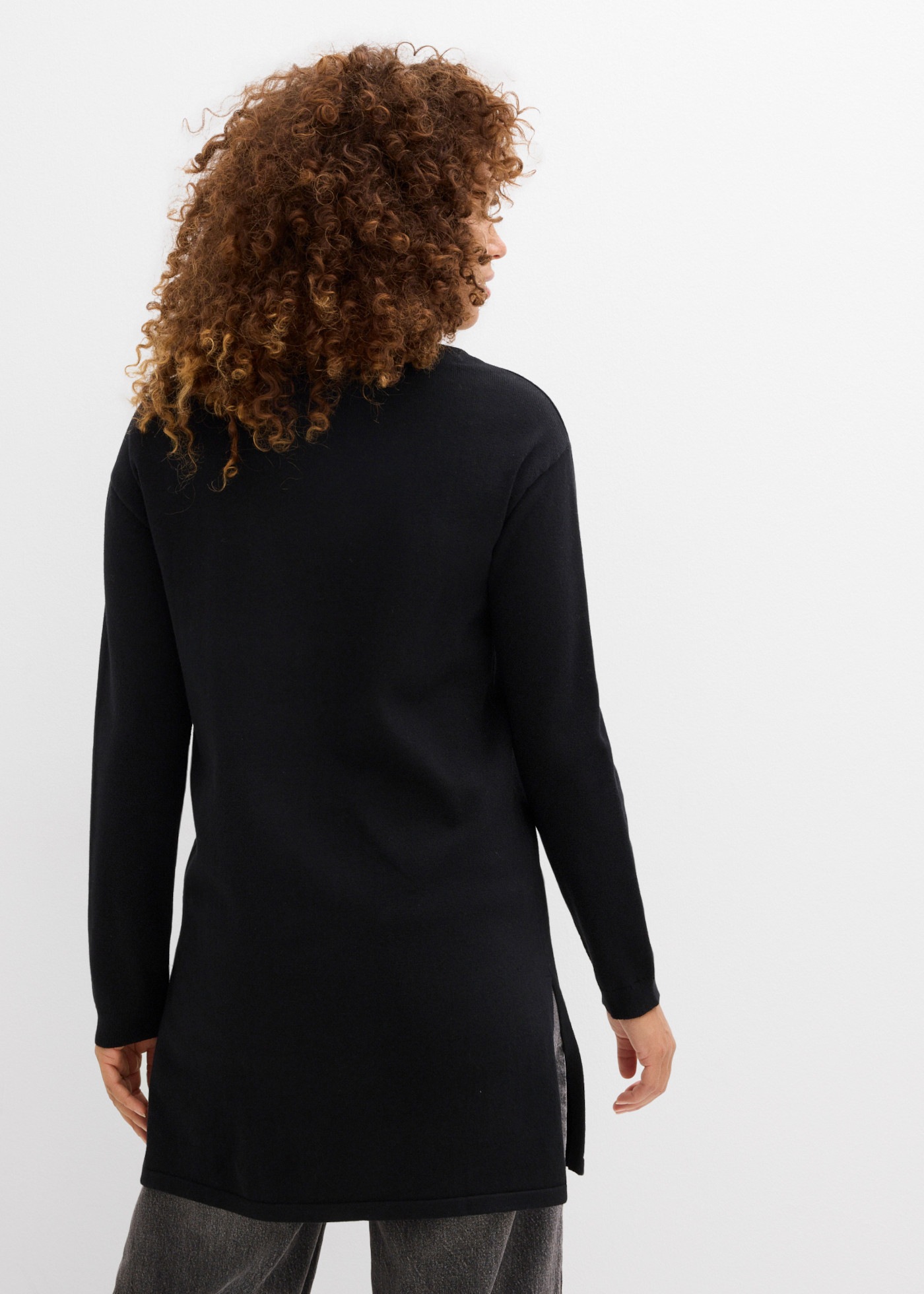 bonprix Longpullover lässig geschnitten, aus Baumwolle, Polyester und Polyamid