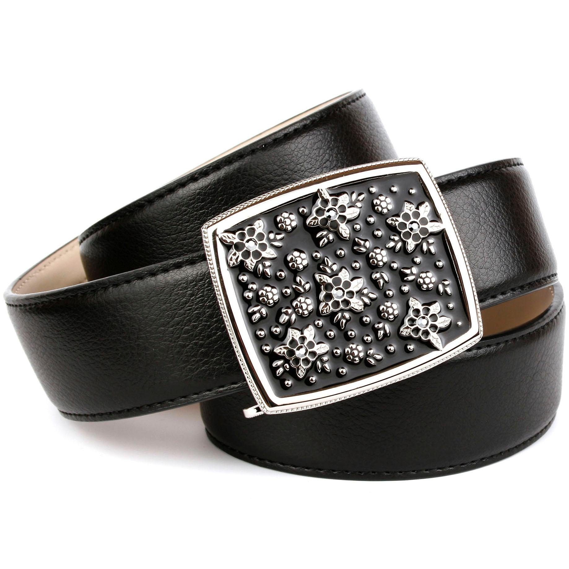 Image of Anthoni Crown Ledergürtel, mit handgefertigter Glasur-Schliesse, florales Muster bei Ackermann Versand Schweiz