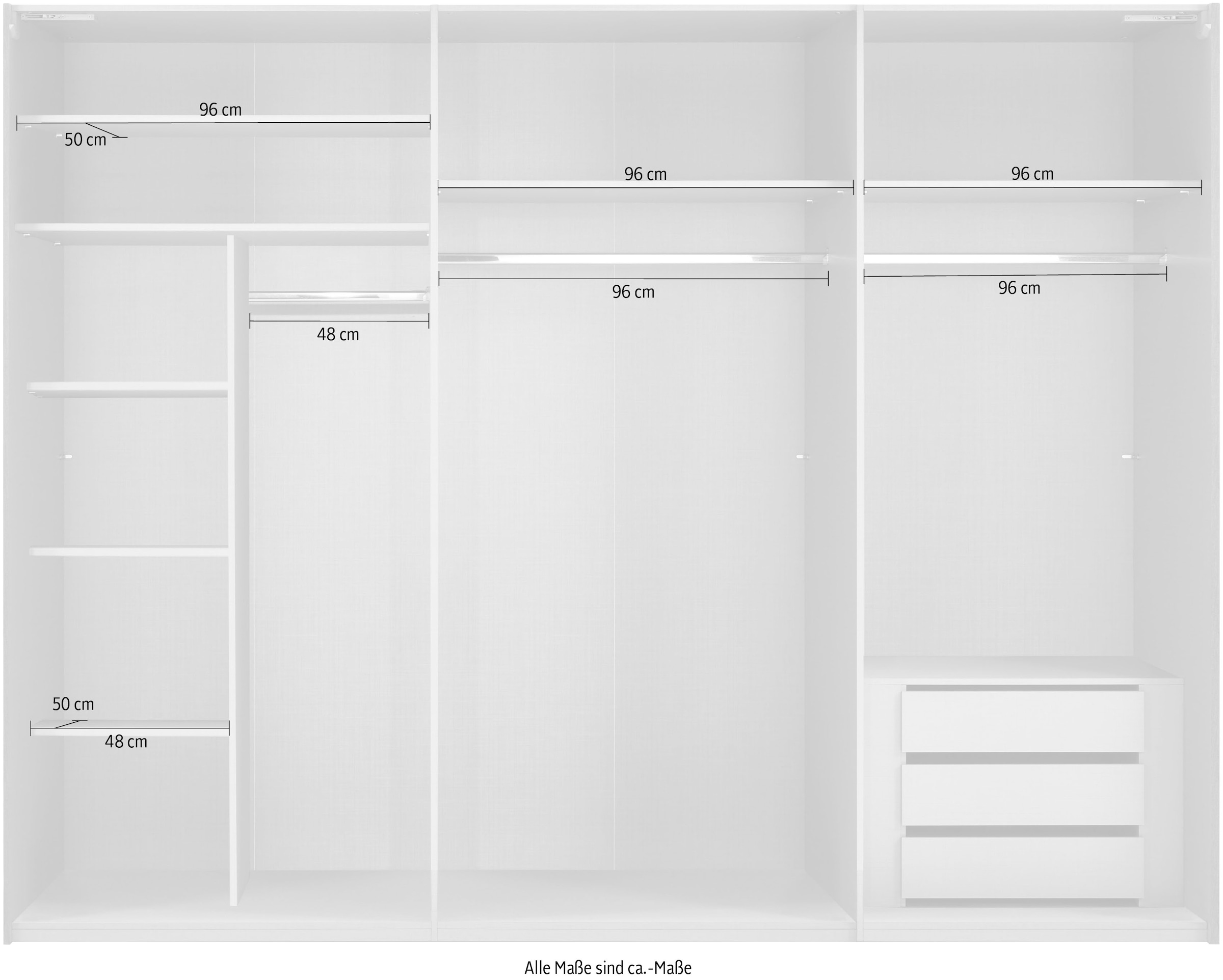 Wimex Armoires à vêtements »Indiana by fresh to go, wahlweise mit oder ohne Spiegel« INCLUS aménagement intérieur et fermeture à fermeture automatique des portes,  grandes largeurs 250 ou 300cm, avec ou sans façade en verre, Made in Germany