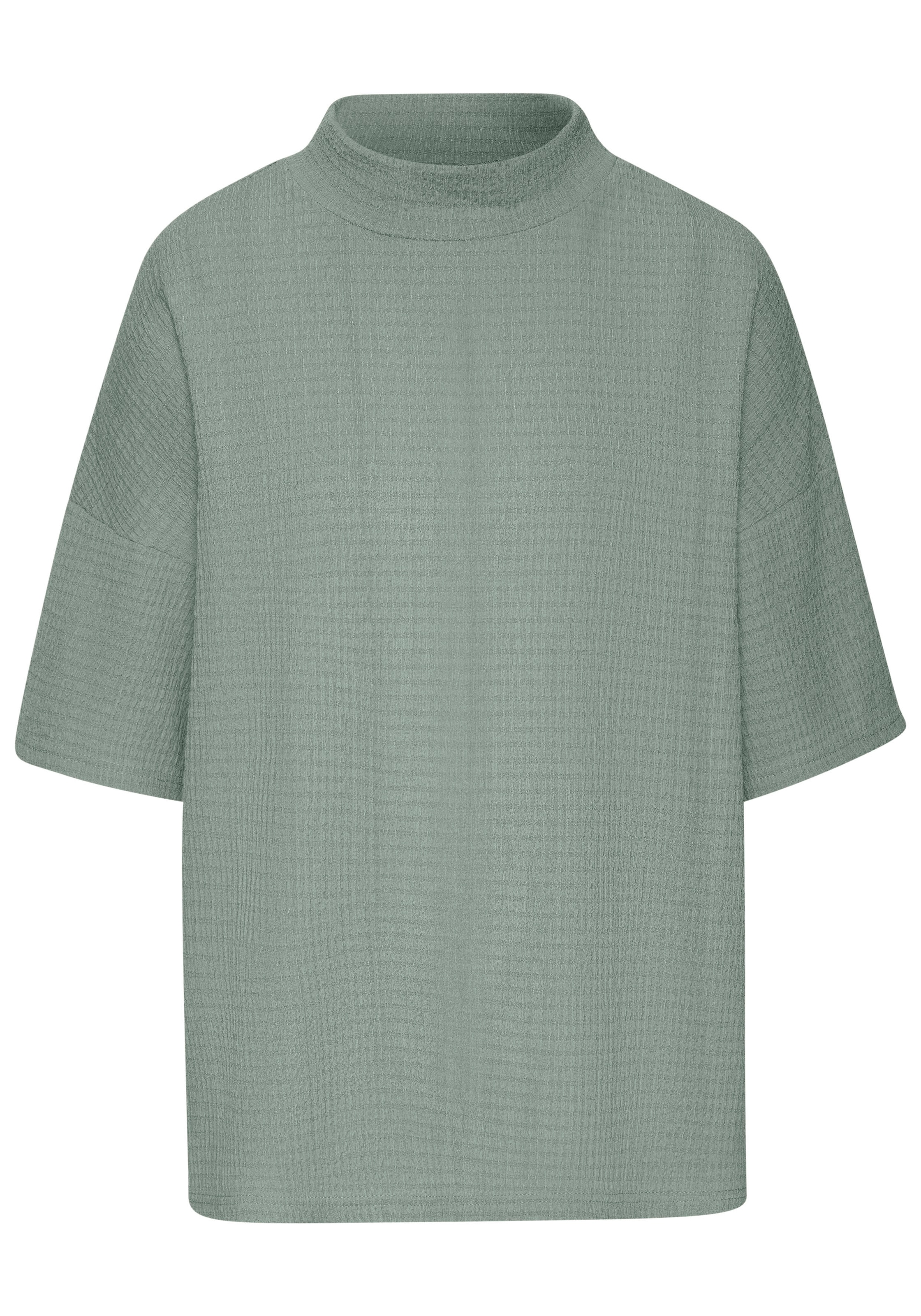 LASCANA Kurzarmshirt »mit Stehkragen«, aus bügelfreier Crêpe-Qualität