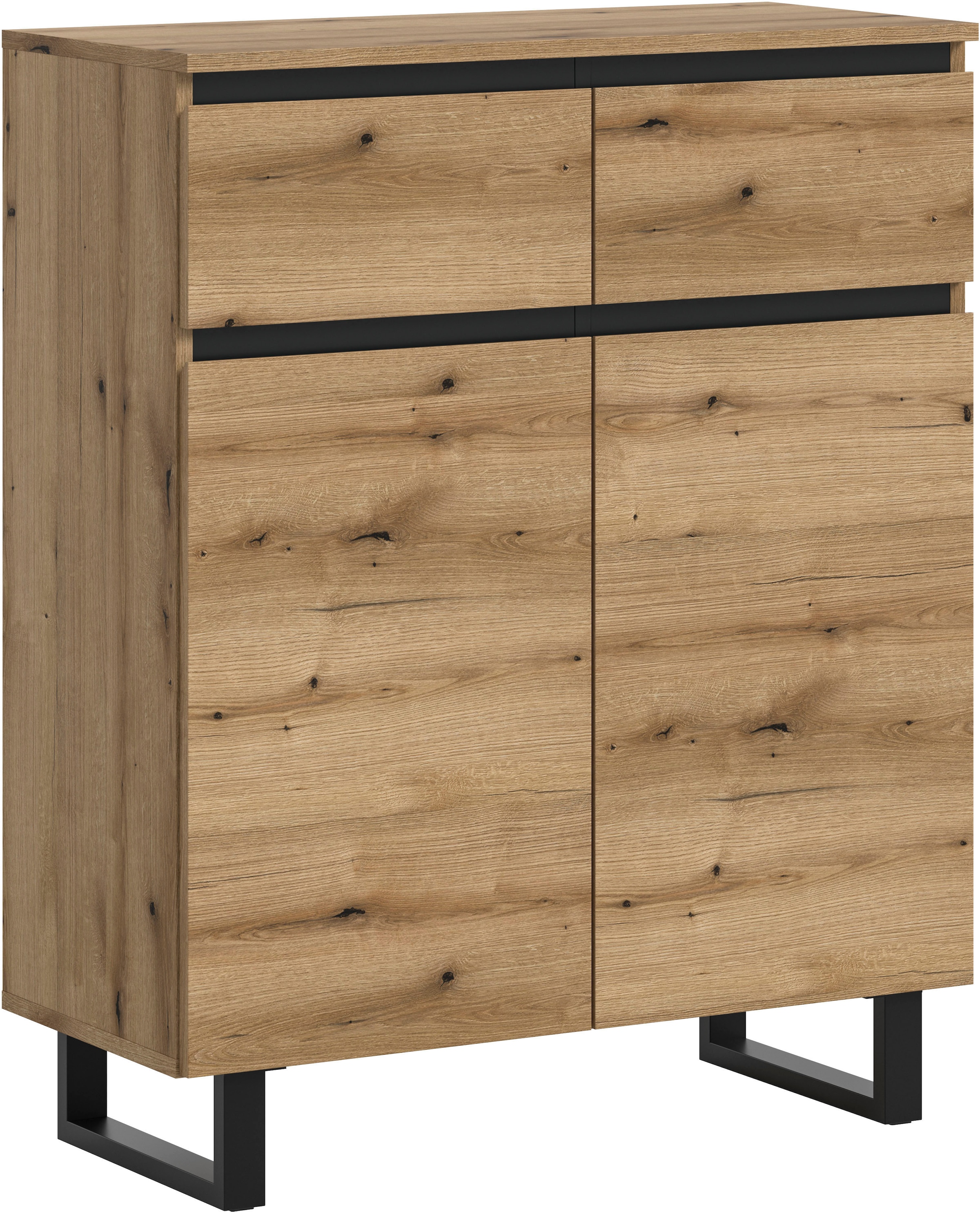 Image of Home affaire Kommode "TOMA, Höhe: 99cm, mit Metall-Kufen-Fuss, 2 Türen, 2 Schubkästen" Anrichte, Sideboard, Schrank, Board, Highboard