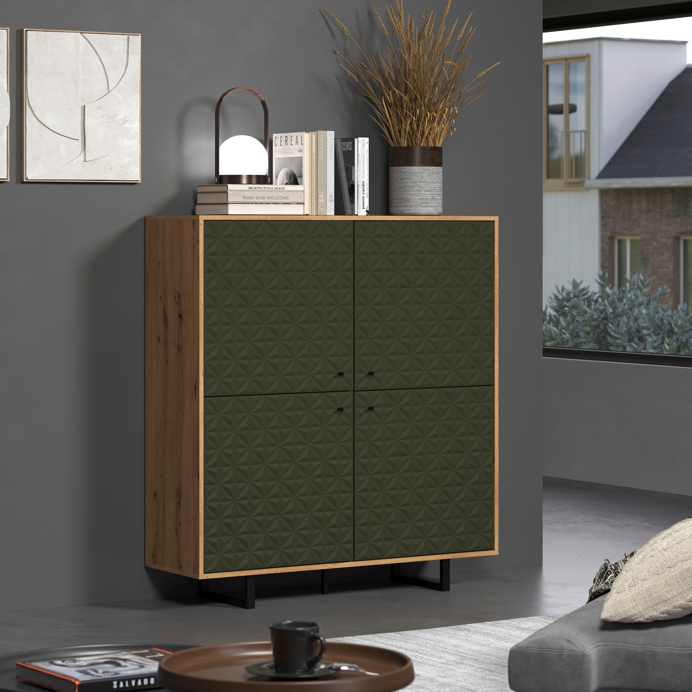 Home affaire Buffet haut »Ferretti« Sideboard mit besonderer Fräsung - Füsse und Griffe aus Metall