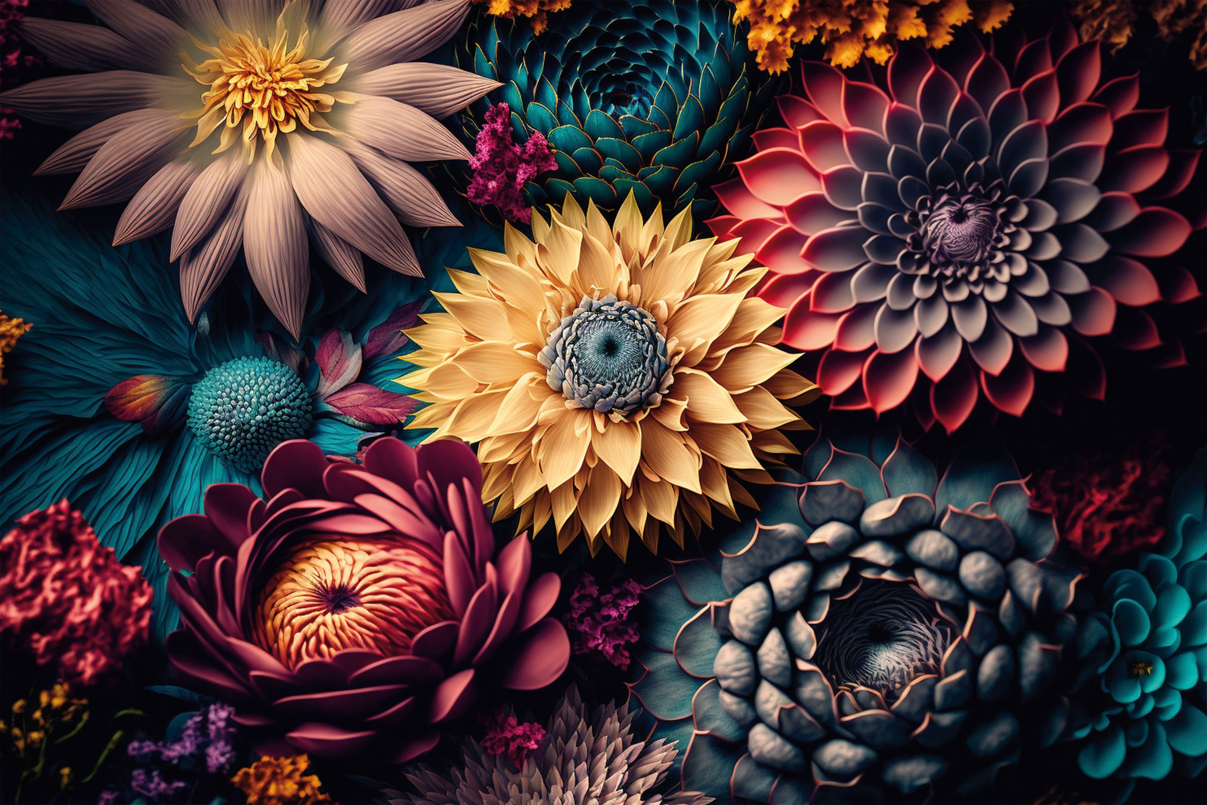 Image of Bönninghoff Leinwandbild "Wandbild BUNTE BLUMEN 60x90 cm – Leinwandbild Keilrahmen Deko modern" Blumen 1 Stk. tlg. auf Keilrahmen gespannt