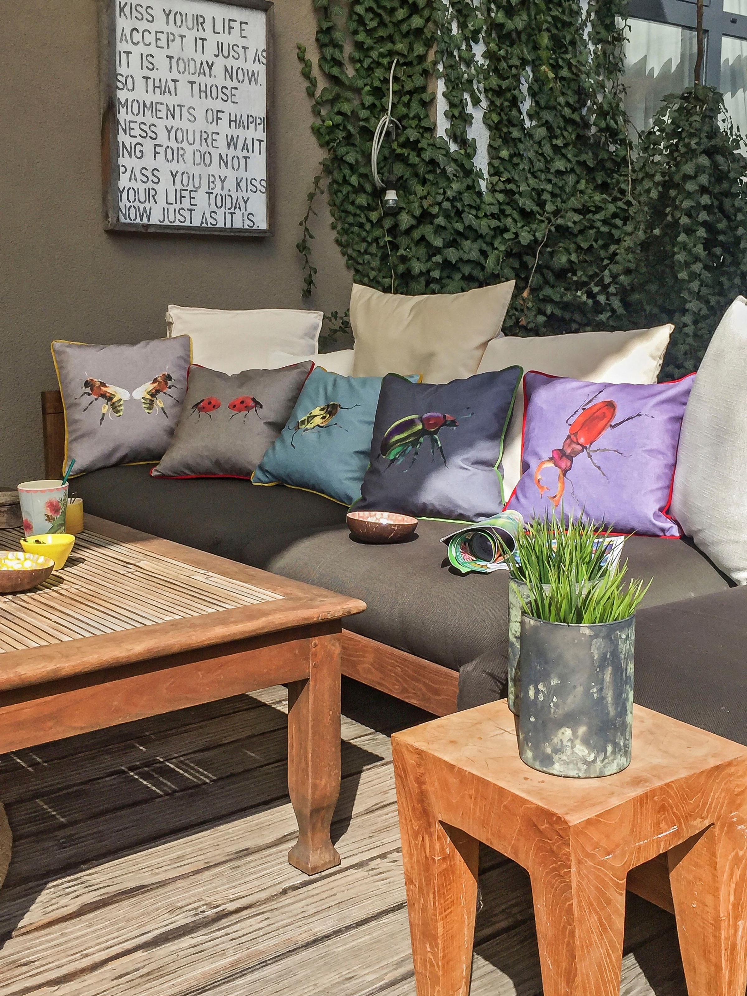 H.O.C.K. Dekokissen »Marienkäfer« changierender Samt, Kissenhülle mit Füllung, 1 Stück