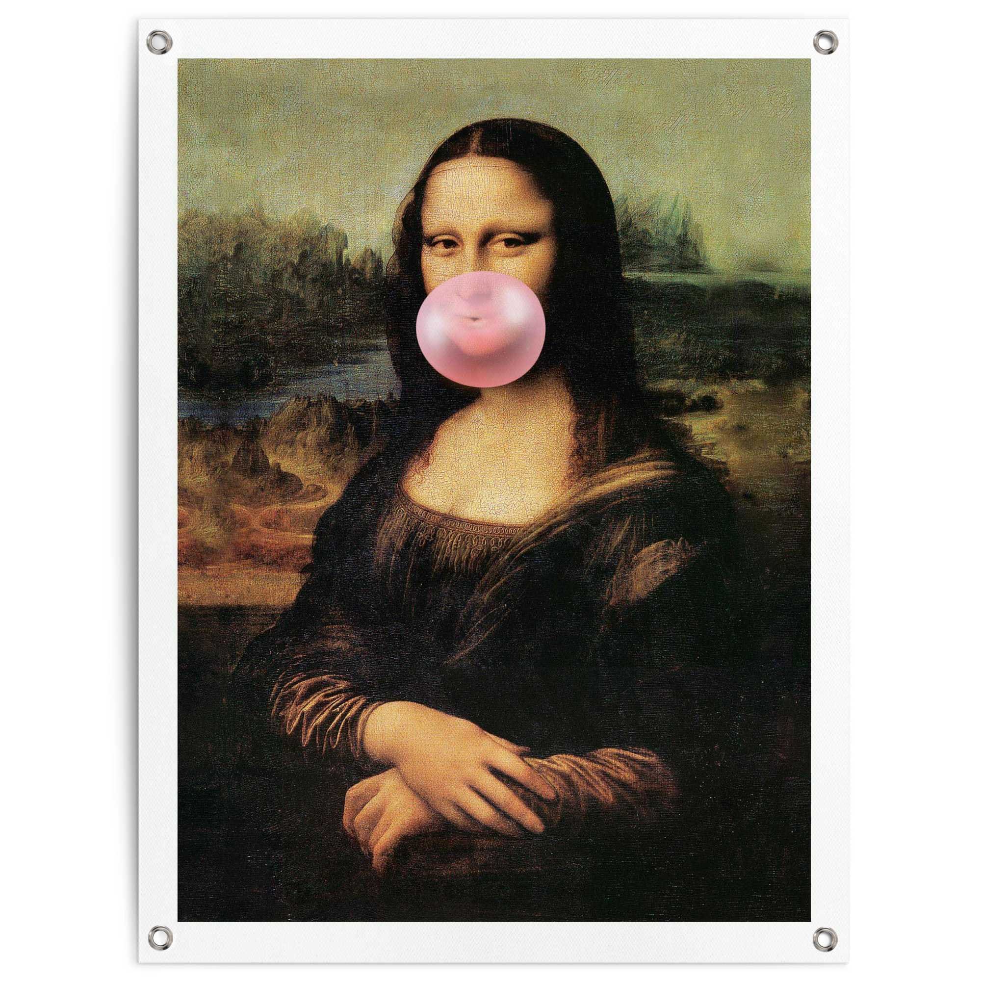 Image of Reinders Poster "Mona Lisa - bubblegum" Garten - Leonardo da Vinci - Kaugummi - Braun - Leinwand - Humor