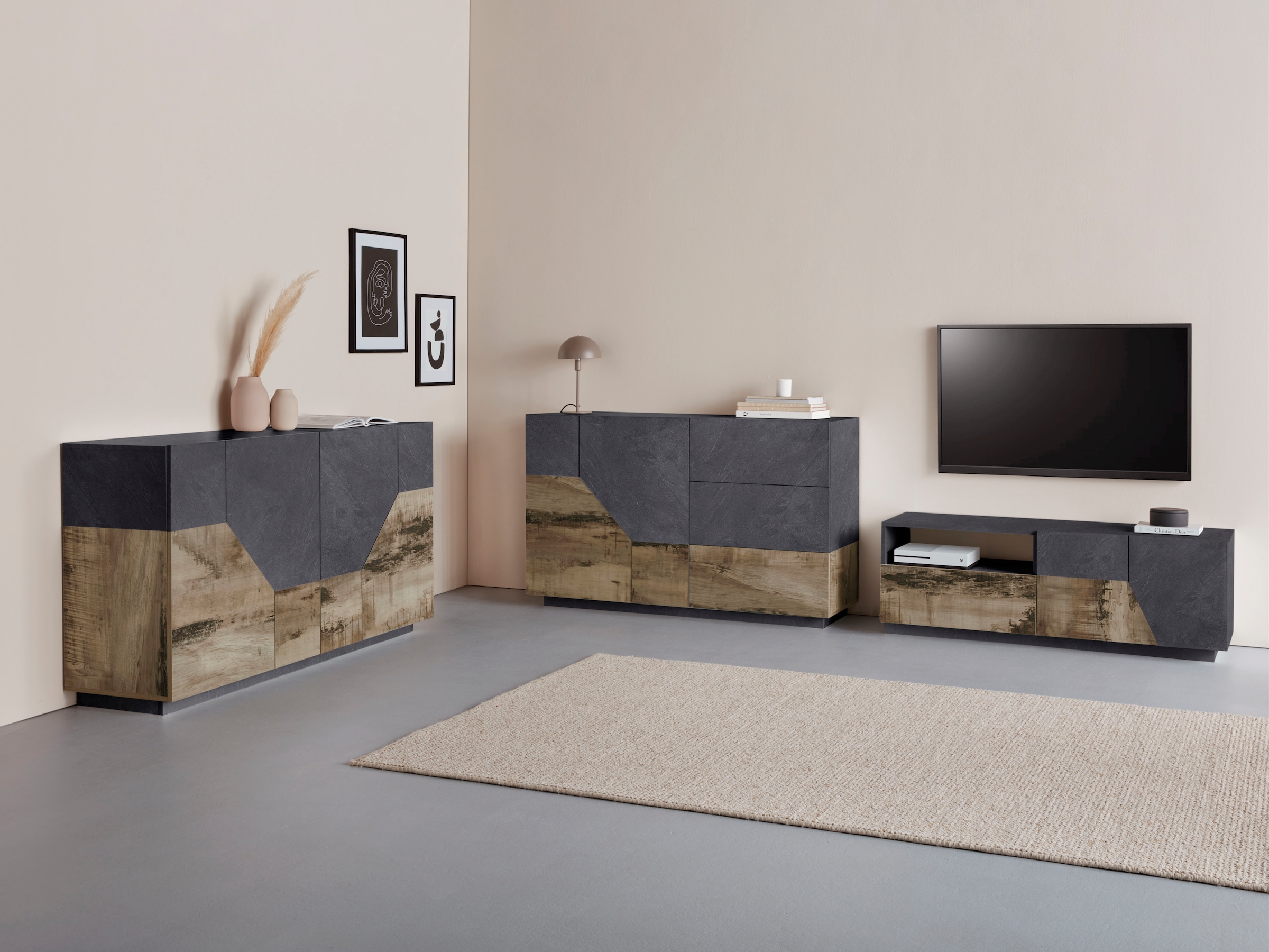 INOSIGN Sideboard »ALIEN-Kommode, Schrank, Anrichte mit 2 Türen und 3 Schubkästen«, Sideboard Breite ca. 140 cm "100 % Made in Italy"