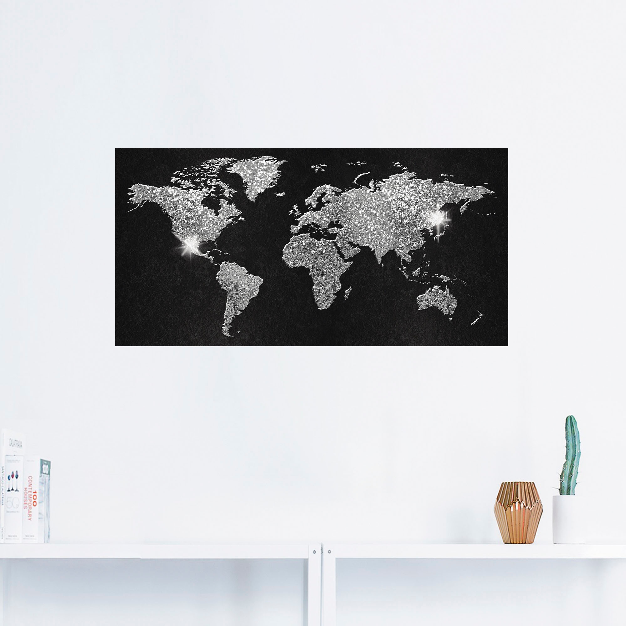 Artland Wandbild »Weltkarte Glitzer«, Land- & Weltkarten, (1 St.), als Alubild, Outdoorbild, Leinwandbild, Poster, Wandaufkleber