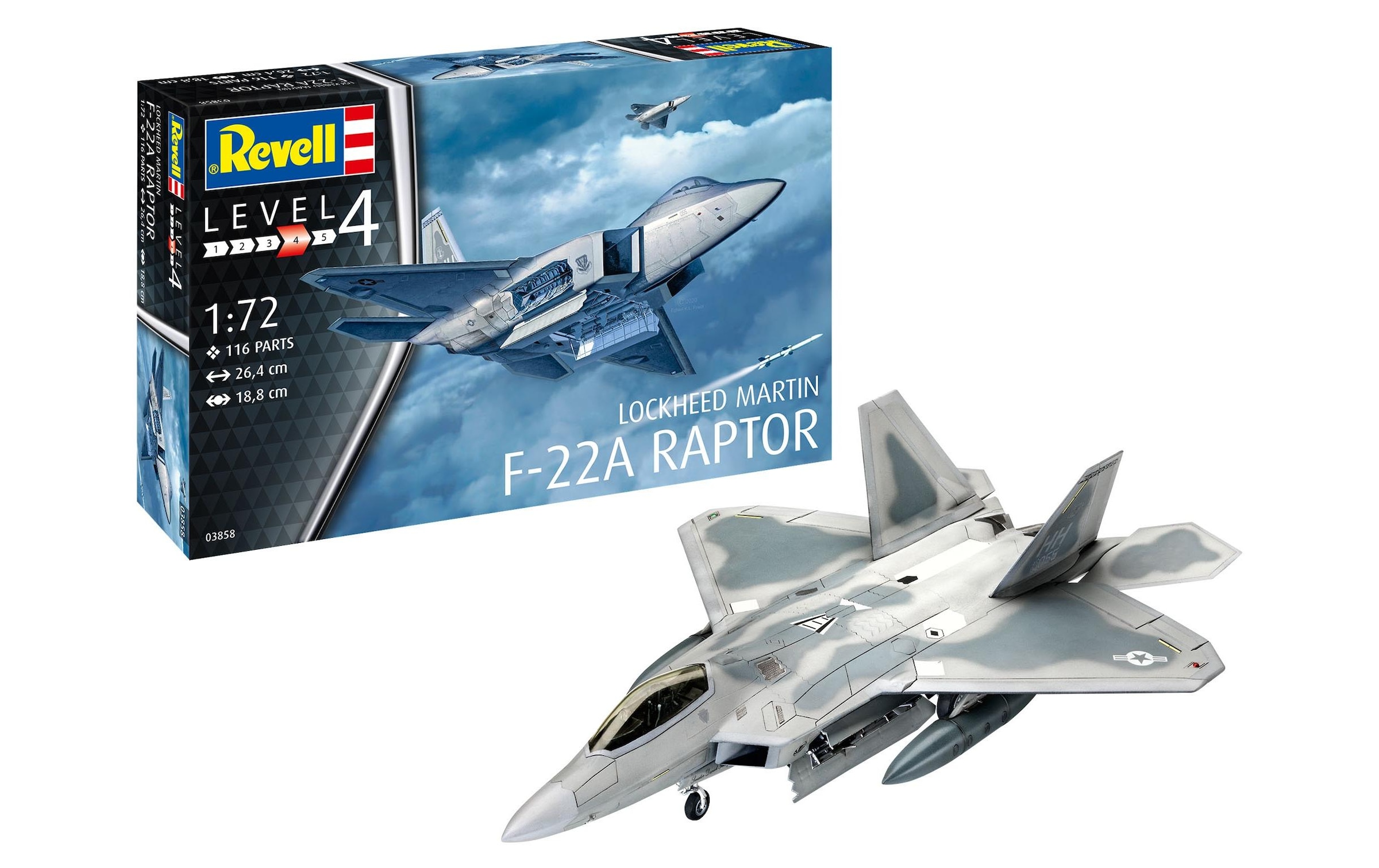 Revell® »Bausatz Lockheed Martin F-22A Raptor 1:72« 116 Stk. tlg. 1:72