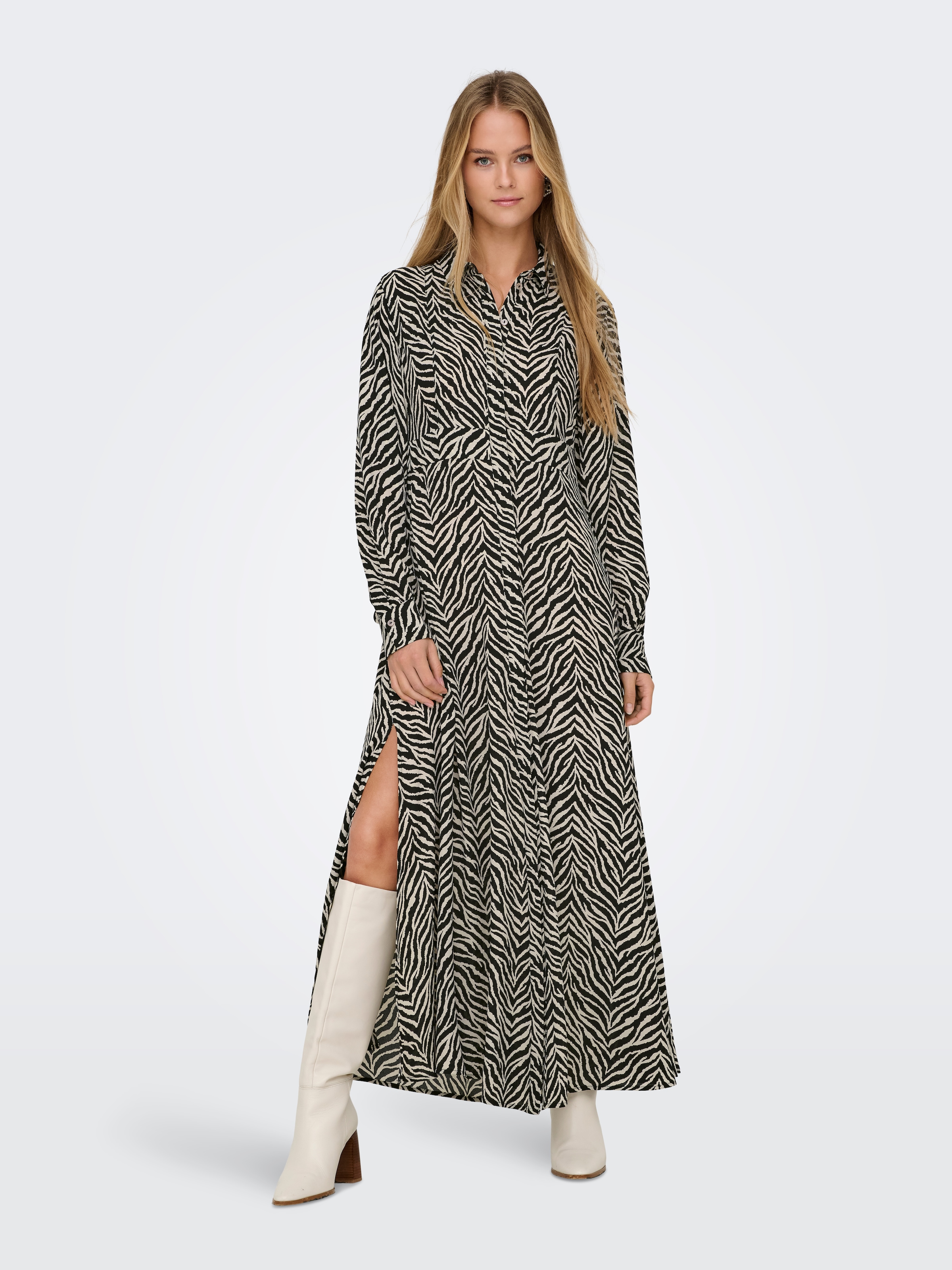 ONLY Hemdblusenkleid »ONLHELEN LIFE L/S V-NECK MAXI DRESS PTM«