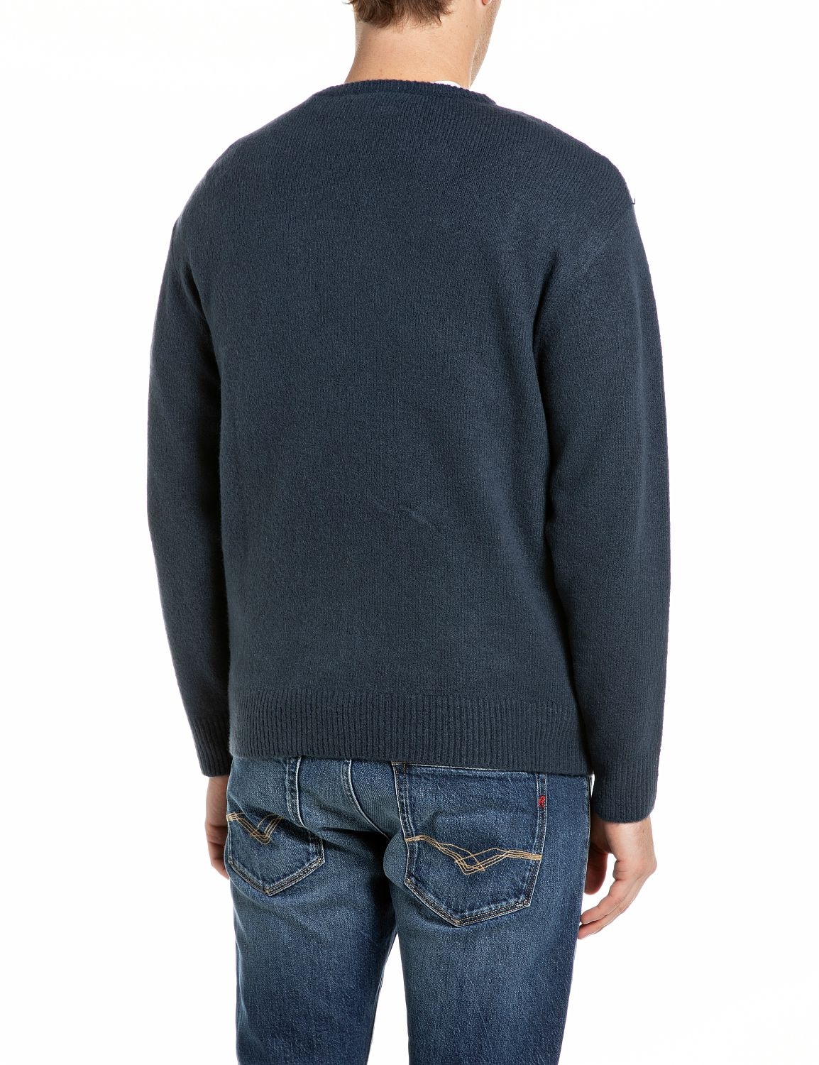 Replay Strickpullover mit Zopfmuster, Materialmix