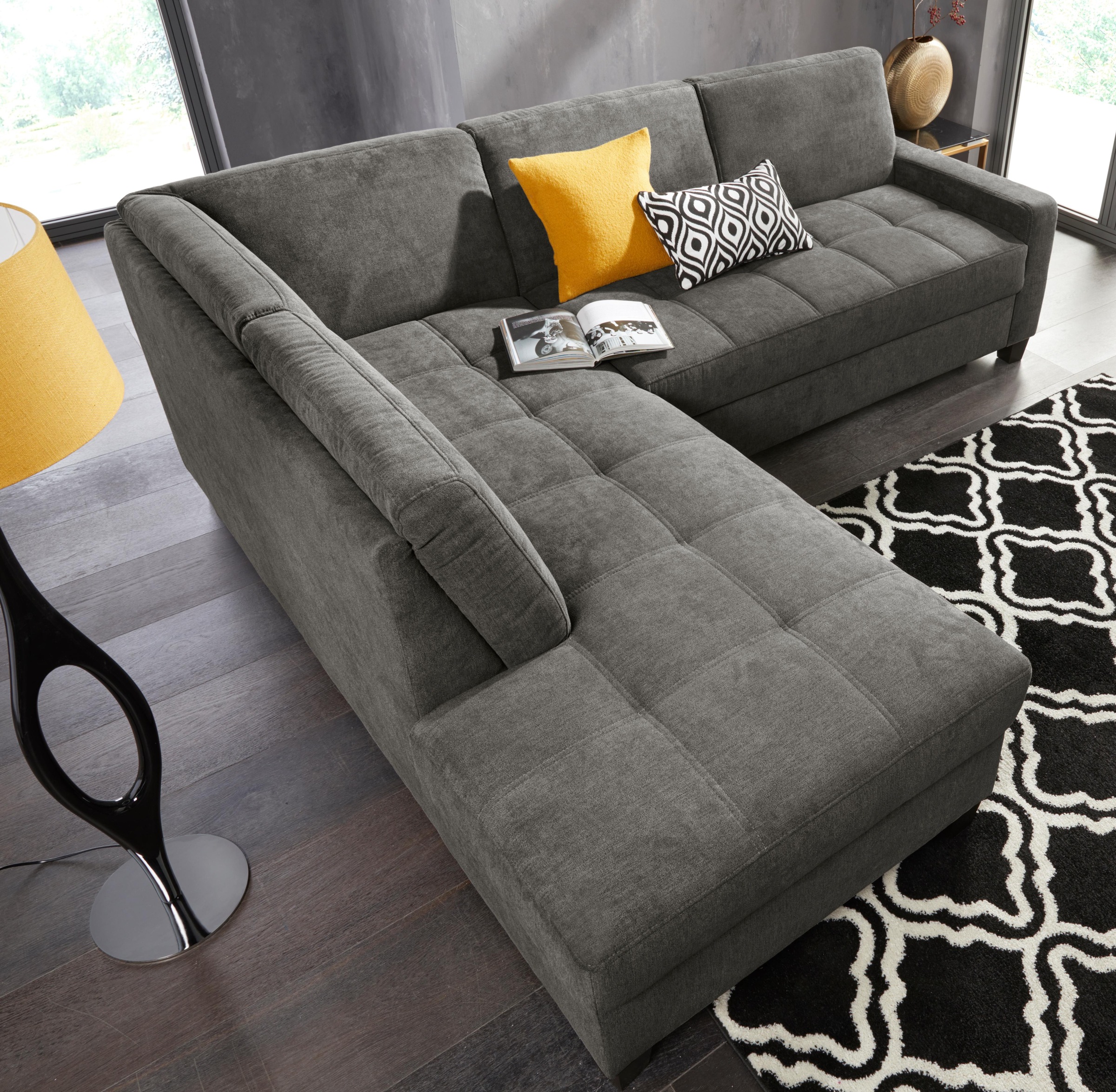 DOMO collection Ecksofa »Florentina zeitlos und elegant, Sitznähte als Designelement, L-Form«, wahlweise mit Bettfunktion, mit Kontrastnaht, Komfortsitzhöhe 47cm