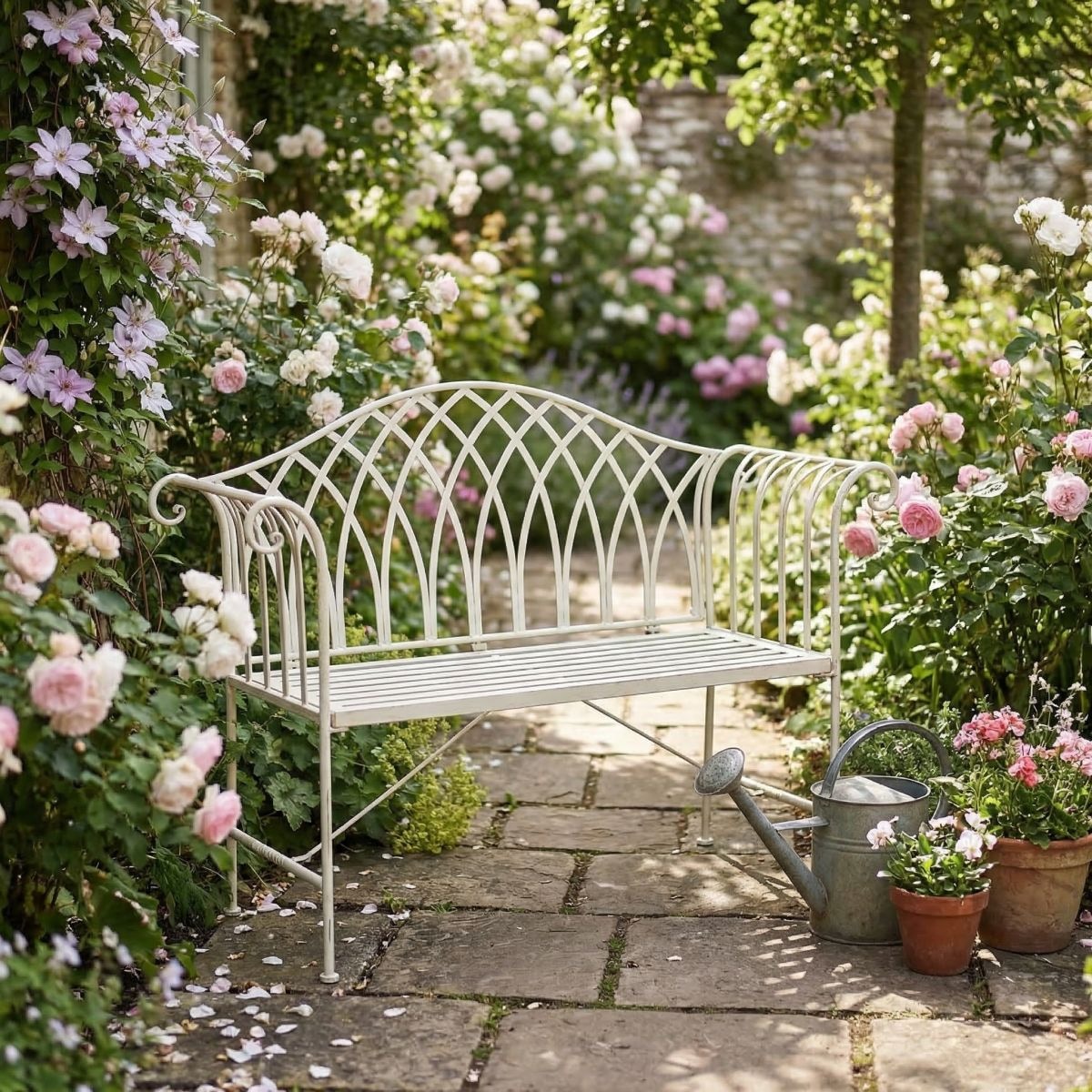 Ambiente Haus Banc de jardin »Whitby Gartenbank in Antikweiss« 1 cuis tlg.
