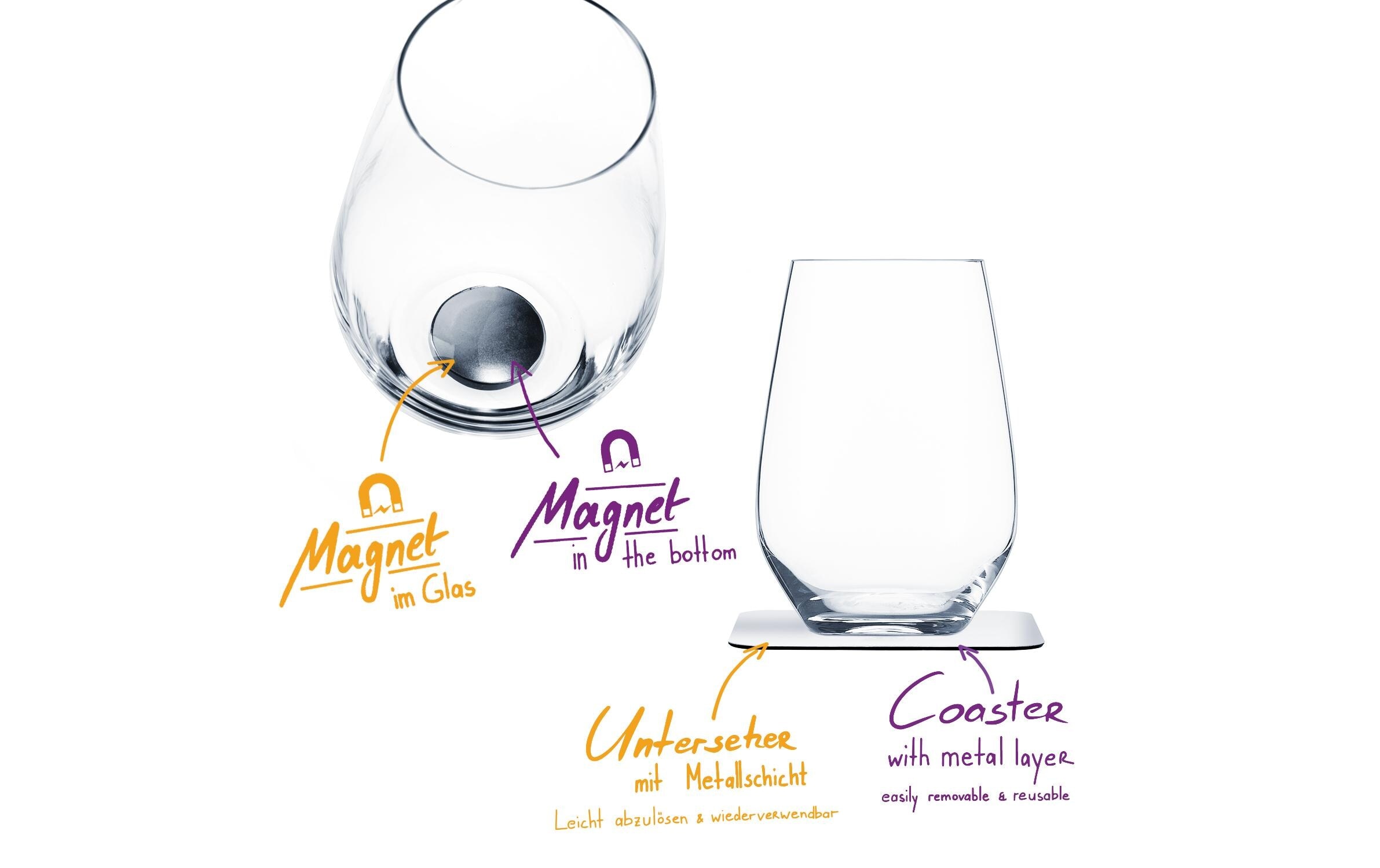 Lot de 2 verres en cristal magnetiques SILWY