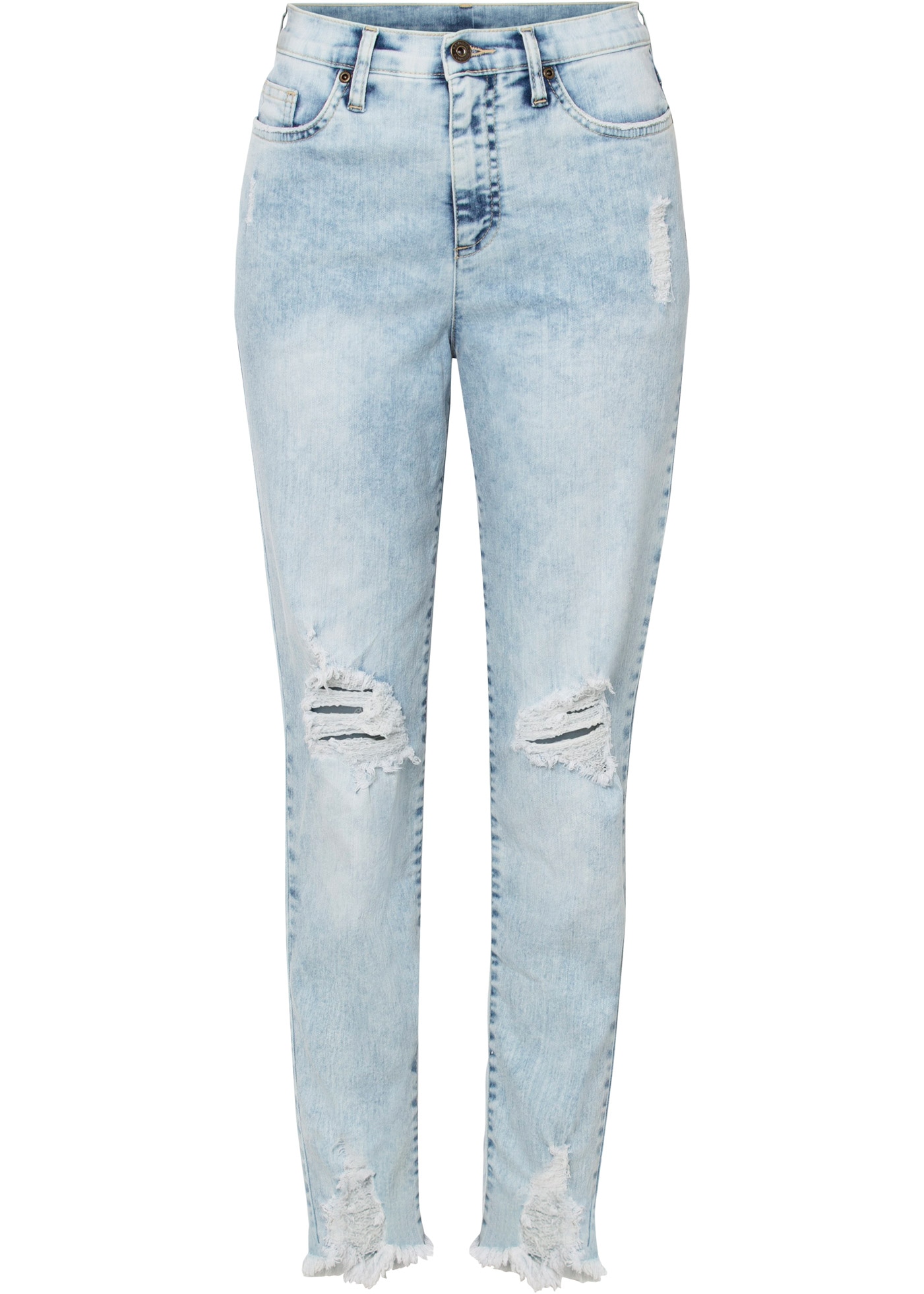 bonprix Mom-Jeans modischer Schnitt, Regular Fit, ausgefranster Saum