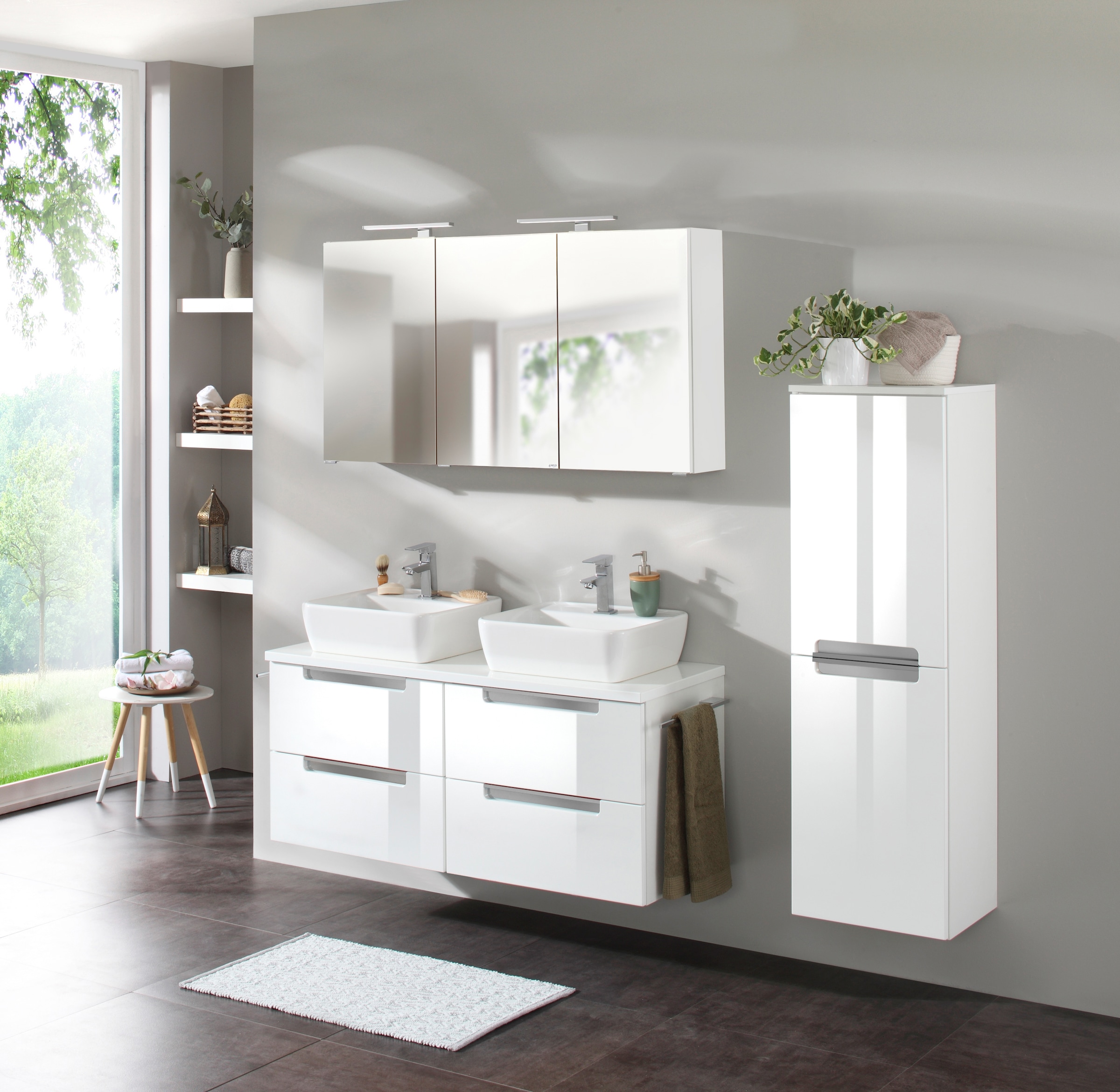 welltime Doppelwaschtisch »Malibu«, mit Soft-Close, Breite 120 cm