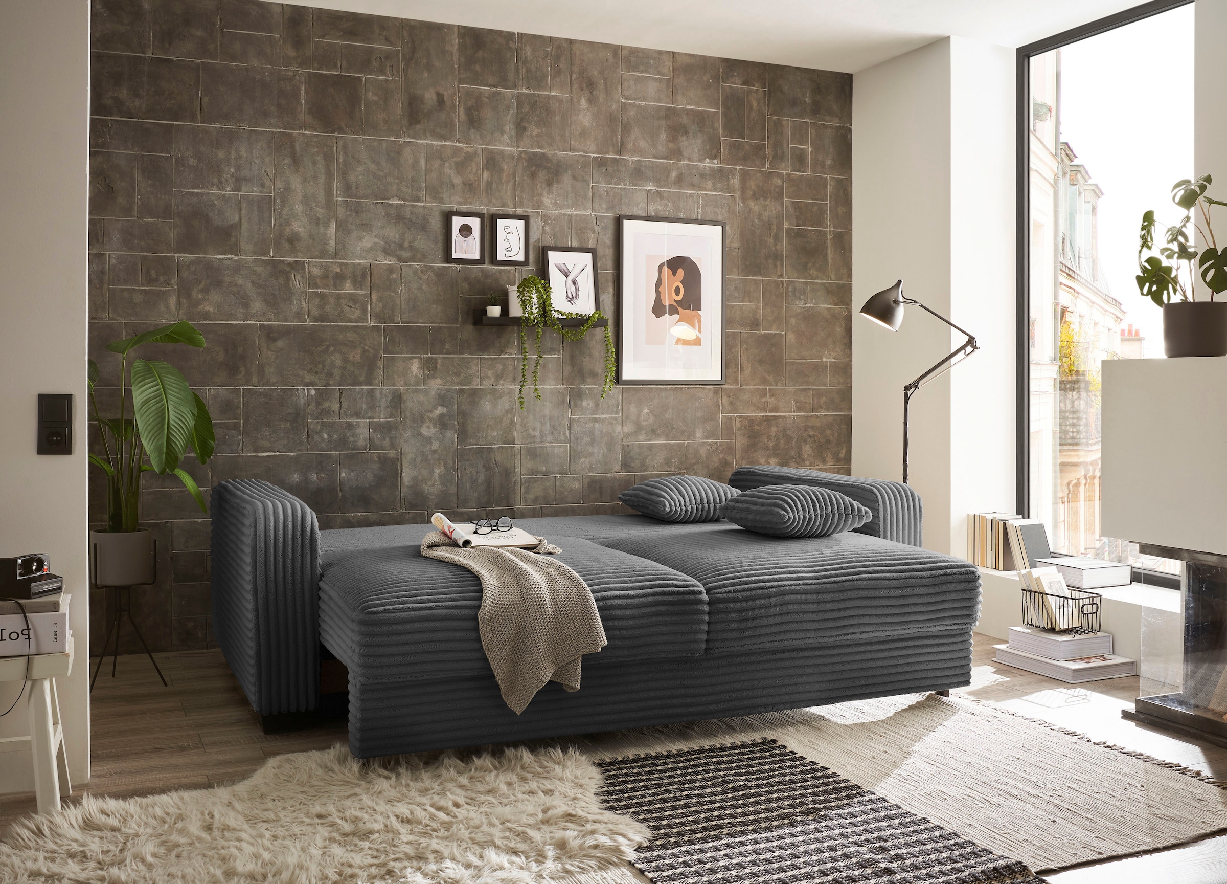 ED EXCITING DESIGN Schlafsofa »Carrara«, mit Bettkasten & 2 Zierkissen