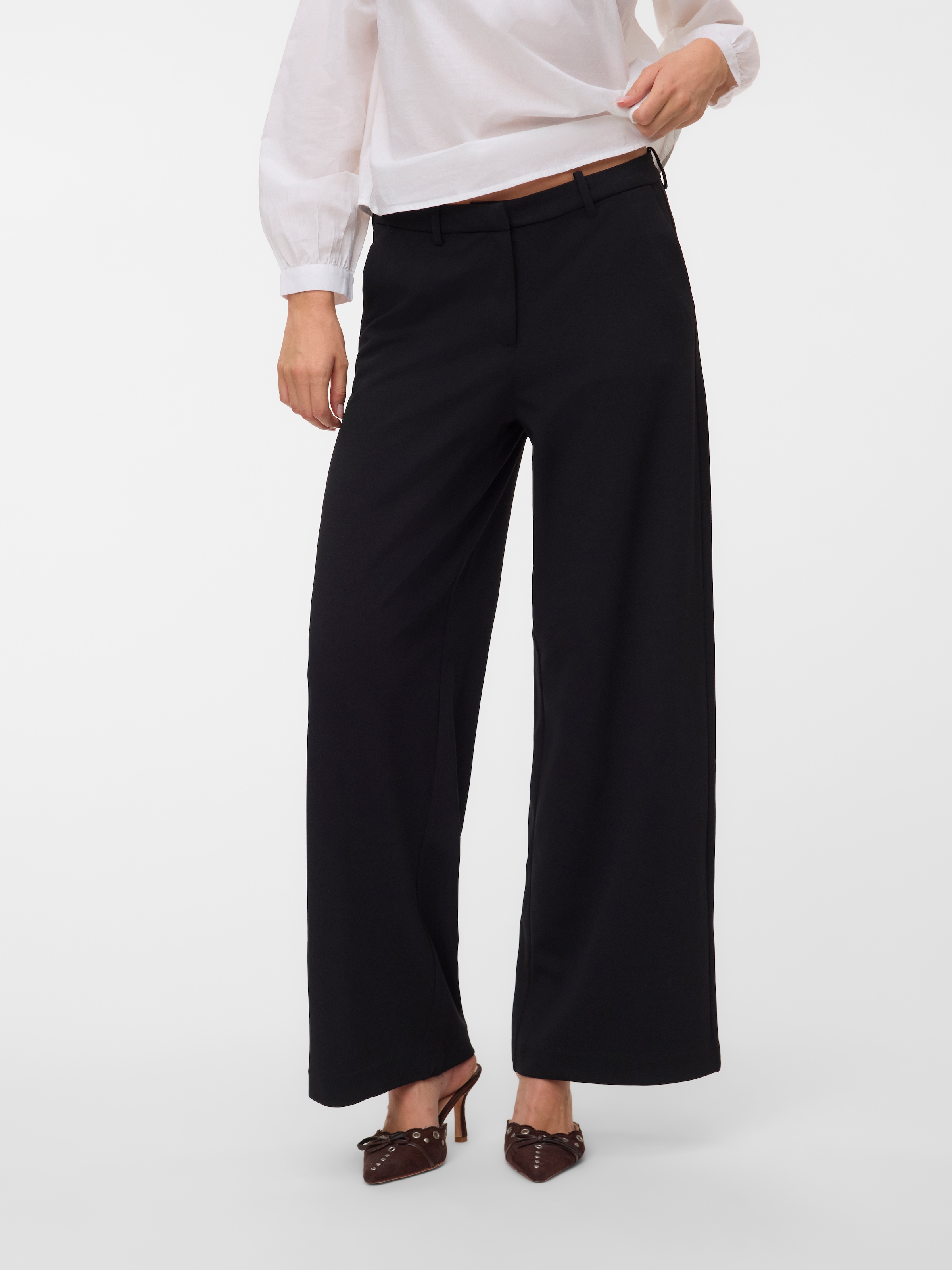 Image of Vero Moda Anzughose "VMZAMIRA MW WIDE PANT NOOS" Materialmix, wide fit, regular waist
