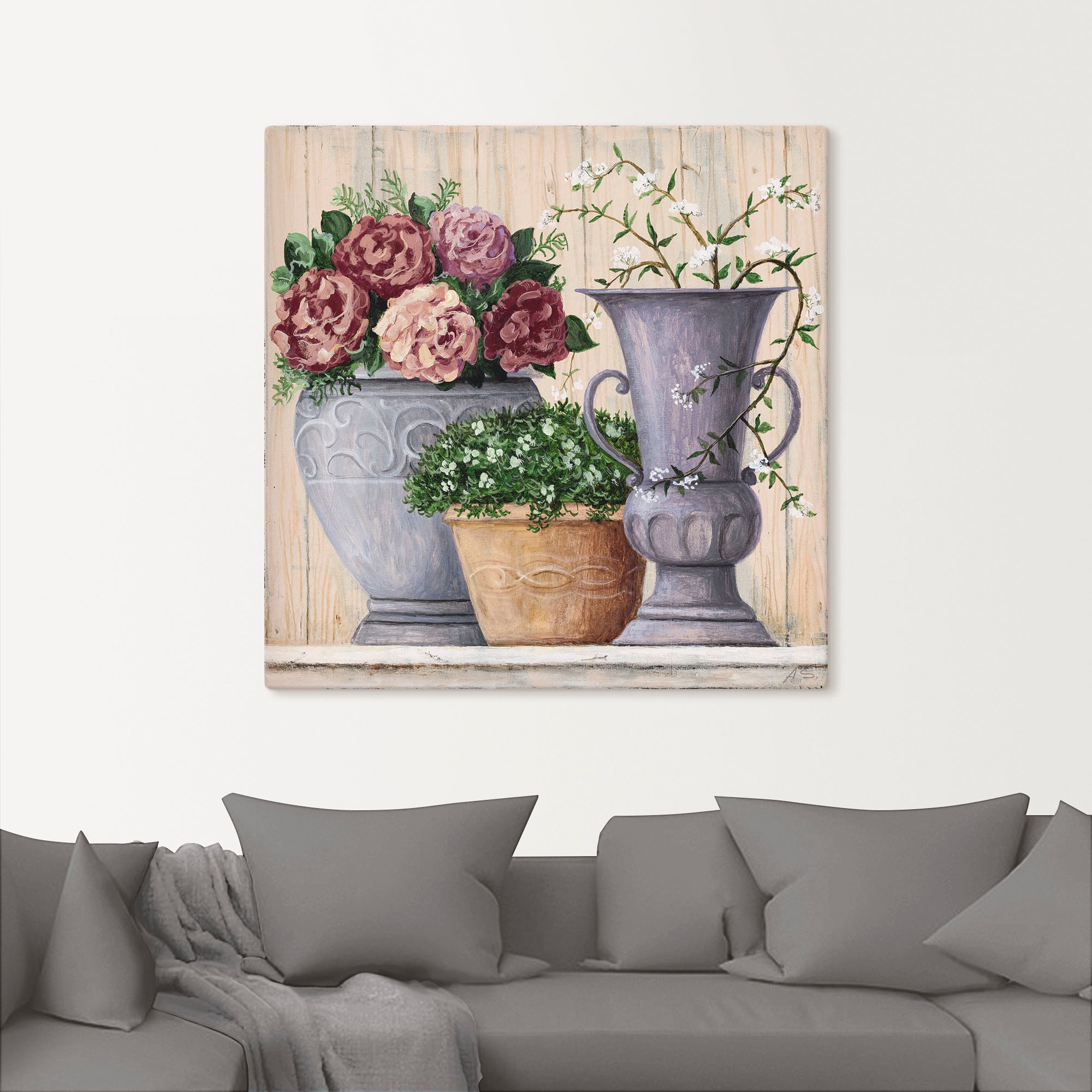 Artland Wandbild »Antike Blumen_hell«, Vasen & Töpfe, (1 St.), als Alubild,  Leinwandbild, Wandaufkleber oder Poster in versch. Grössen jetzt kaufen