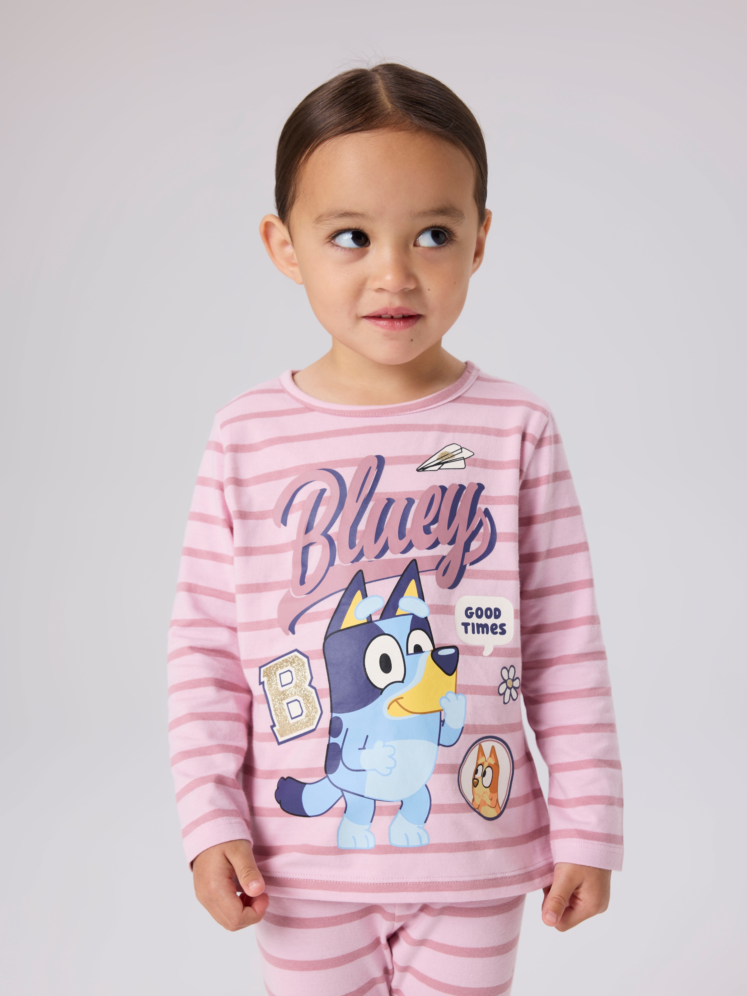 Image of Name It T-Shirt "NMFJONA BLUEY LS NREG TOP BOX NOOS SKY" Baumwollmischung, regular fit