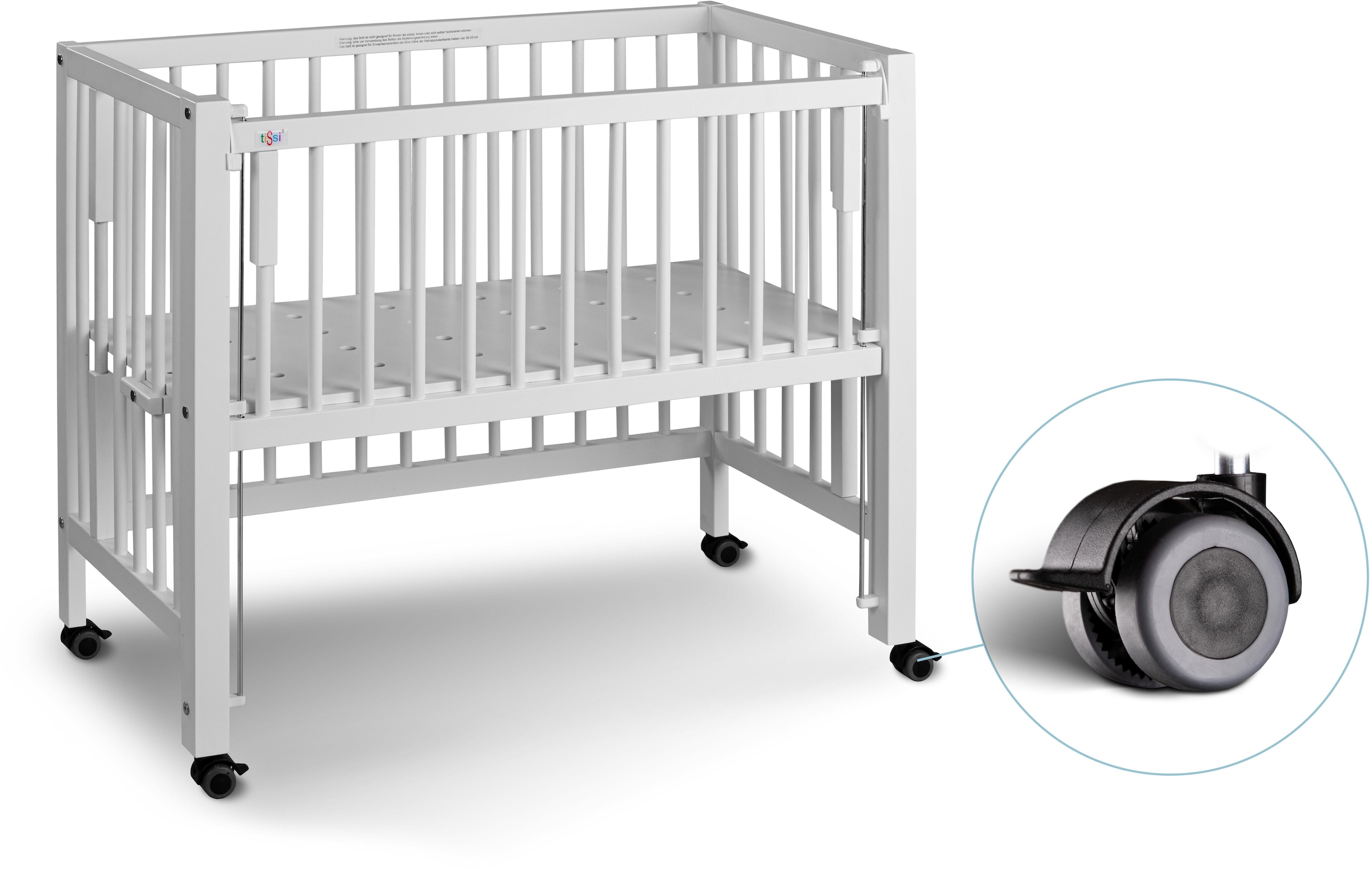 tiSsi® Beistellbett »SOPHIE Boxspring, weiss«, inklusive Matratze, stufenlose Höhenverstellung, umfunktionierbar