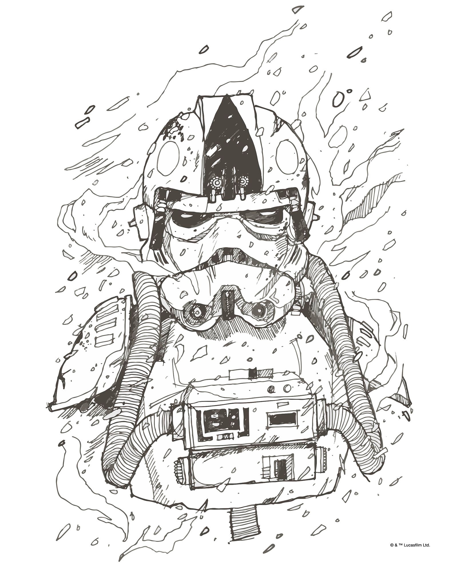Image of Komar Bild "Star Wars Pilot Drawing" Disney 1 Stk. tlg. Wandbild zur Dekoration im Kinderzimmer - ohne Rahmen