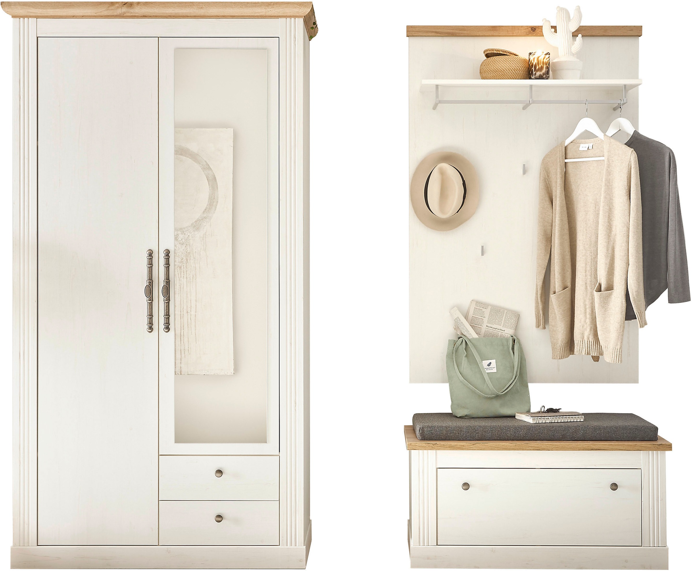 Image of GOODproduct Garderoben-Set "WESTMINSTER" Schuhbank, Paneel, Garderobenschrank, 3 Stk. tlg.