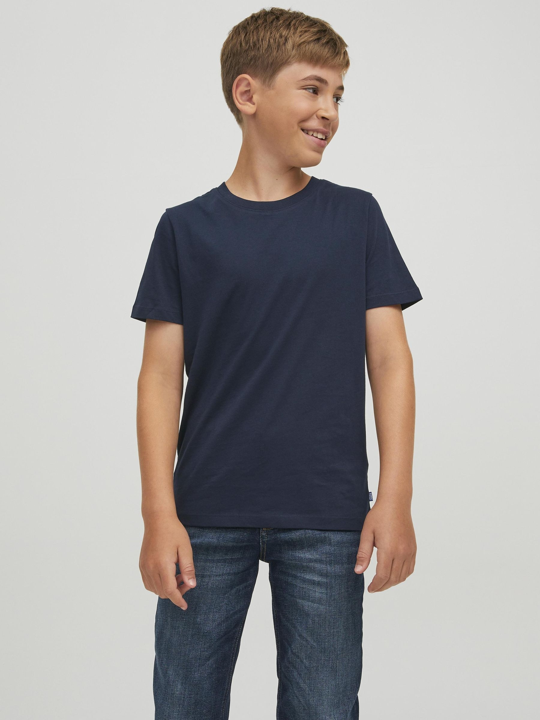 Jack & Jones Junior Rundhalsshirt »JJEORGANIC figurbetont, atmungsaktiv, kombinierbar« unifarben, casual, slim fit, Jersey, Rundhals