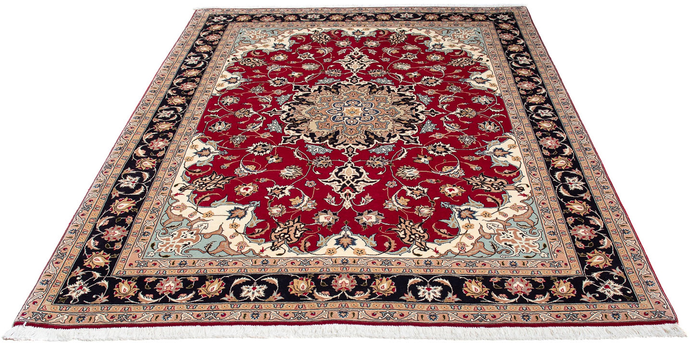 Image of morgenland Orientteppich »Perser - Täbriz - Royal - 207 x 154 cm - rot«, rechteckig, 7 mm Höhe, Wohnzimmer, Handgeknüpft, Einzelstück mit Zertifikat bei Ackermann Versand Schweiz