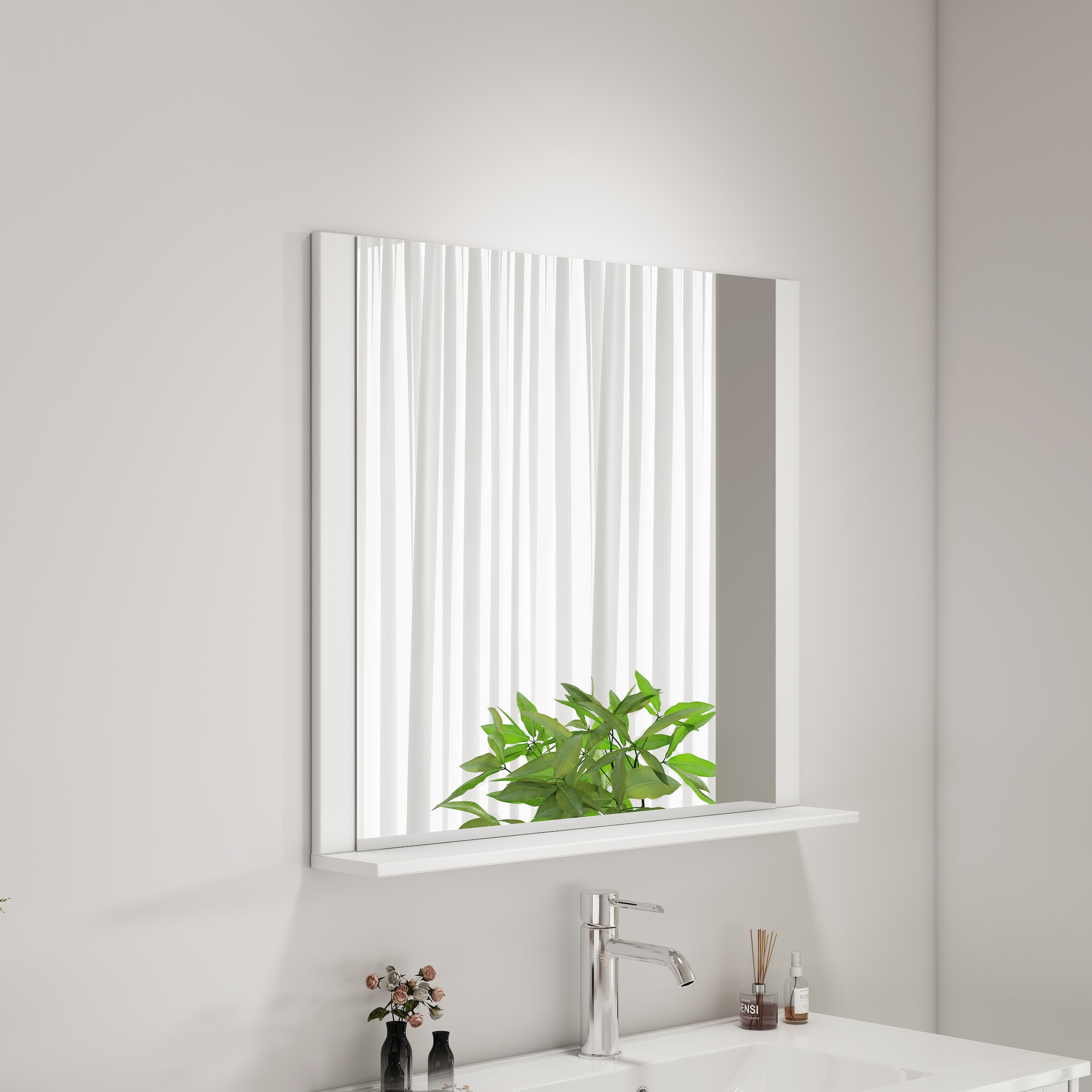 Image of welltime Badspiegel "AMSTERDAM" in zwei Breiten 60cm, 80cm mit praktischer Ablagefläche