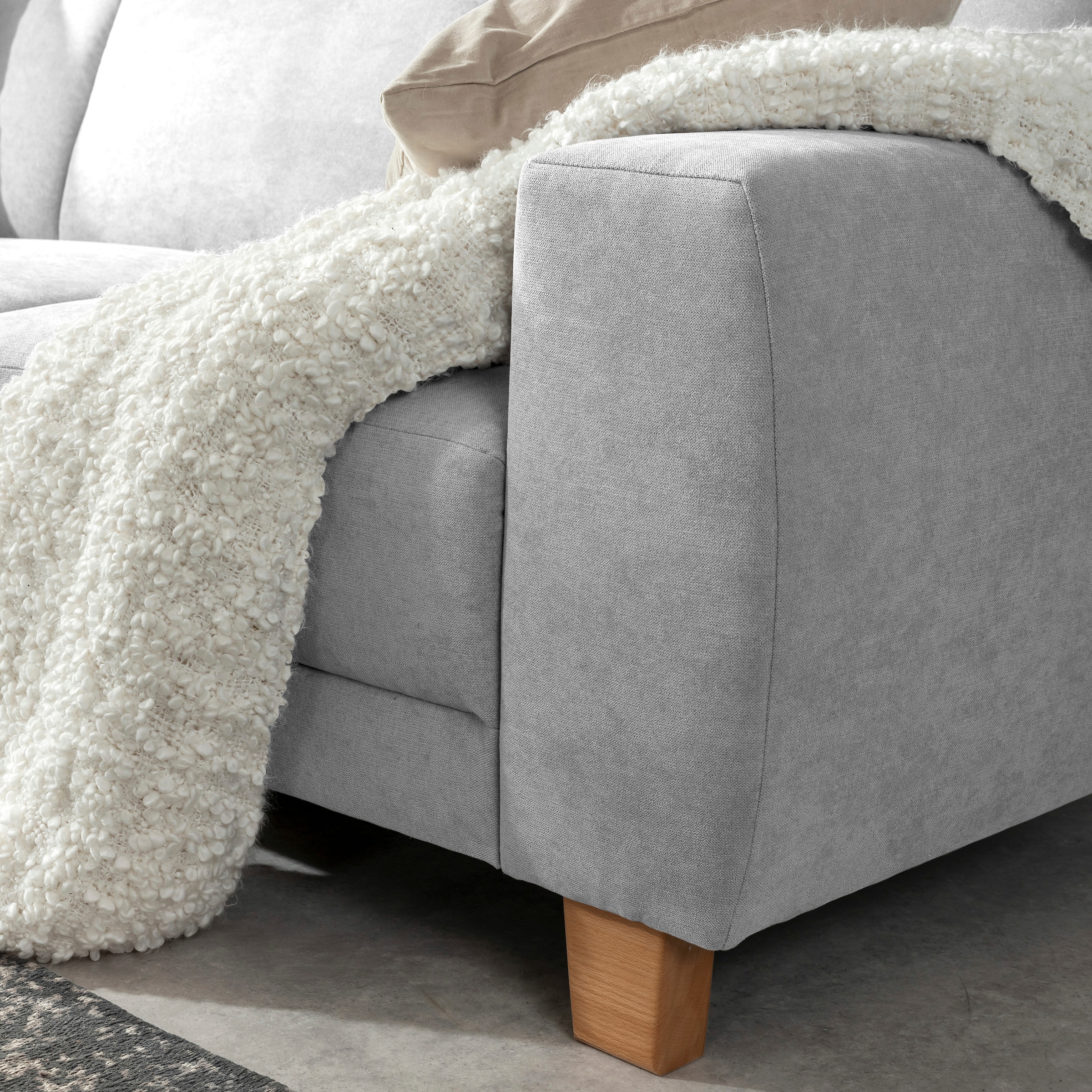 Max Winzer® Ecksofa »Blackpool modern, mittlere Sitzhärte mit hochwertiger Schaumpolsterung«, Lounge-Charakter durch niedrigen, leicht gewölbten Rücken