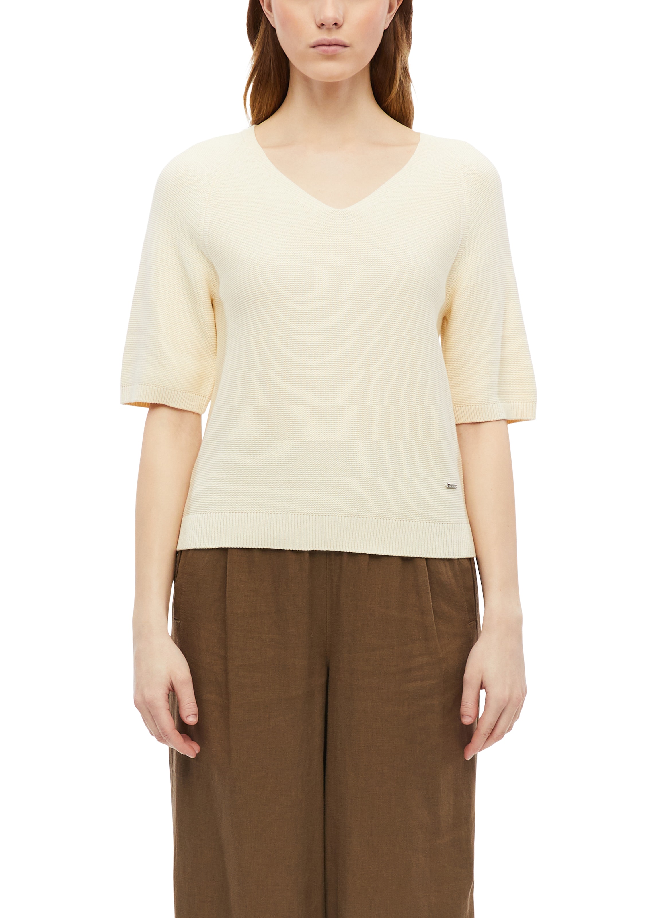 Image of s.Oliver V-Ausschnitt-Pullover V-Ausschnitt, Halbarm, unifarben