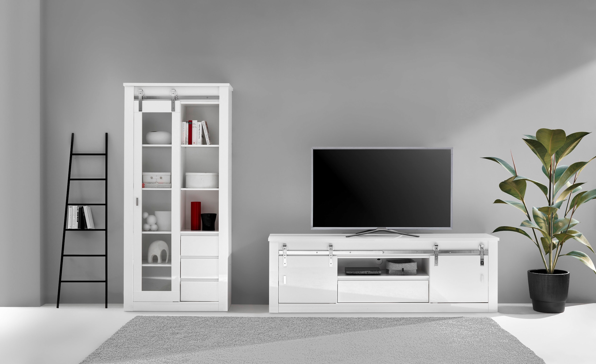 Image of Home affaire Wohnwand "Daytona, moderne Anbauwand, Wohnzimmer-Set in Weiss Hochglanz" Set, 2 Stk. tlg.