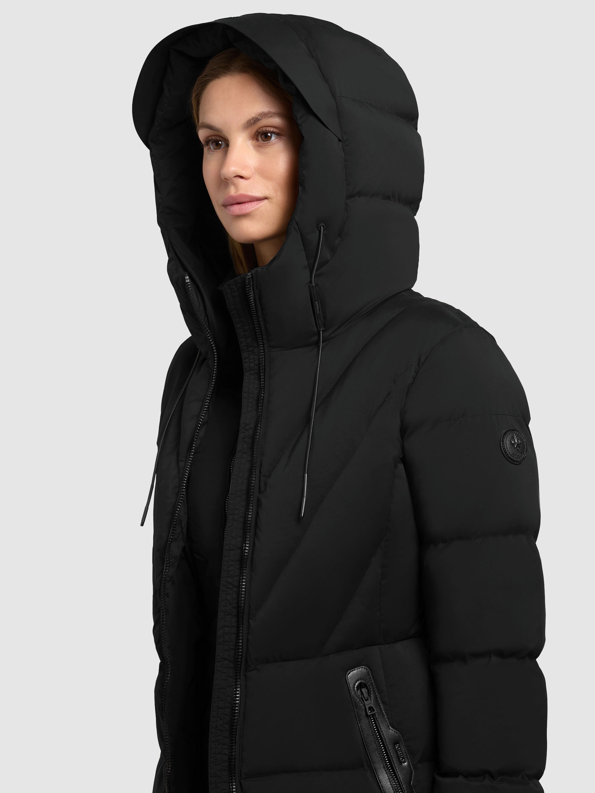 khujo Veste matelassée »RABB« mit Kapuze Applikationen aus Lederimitat