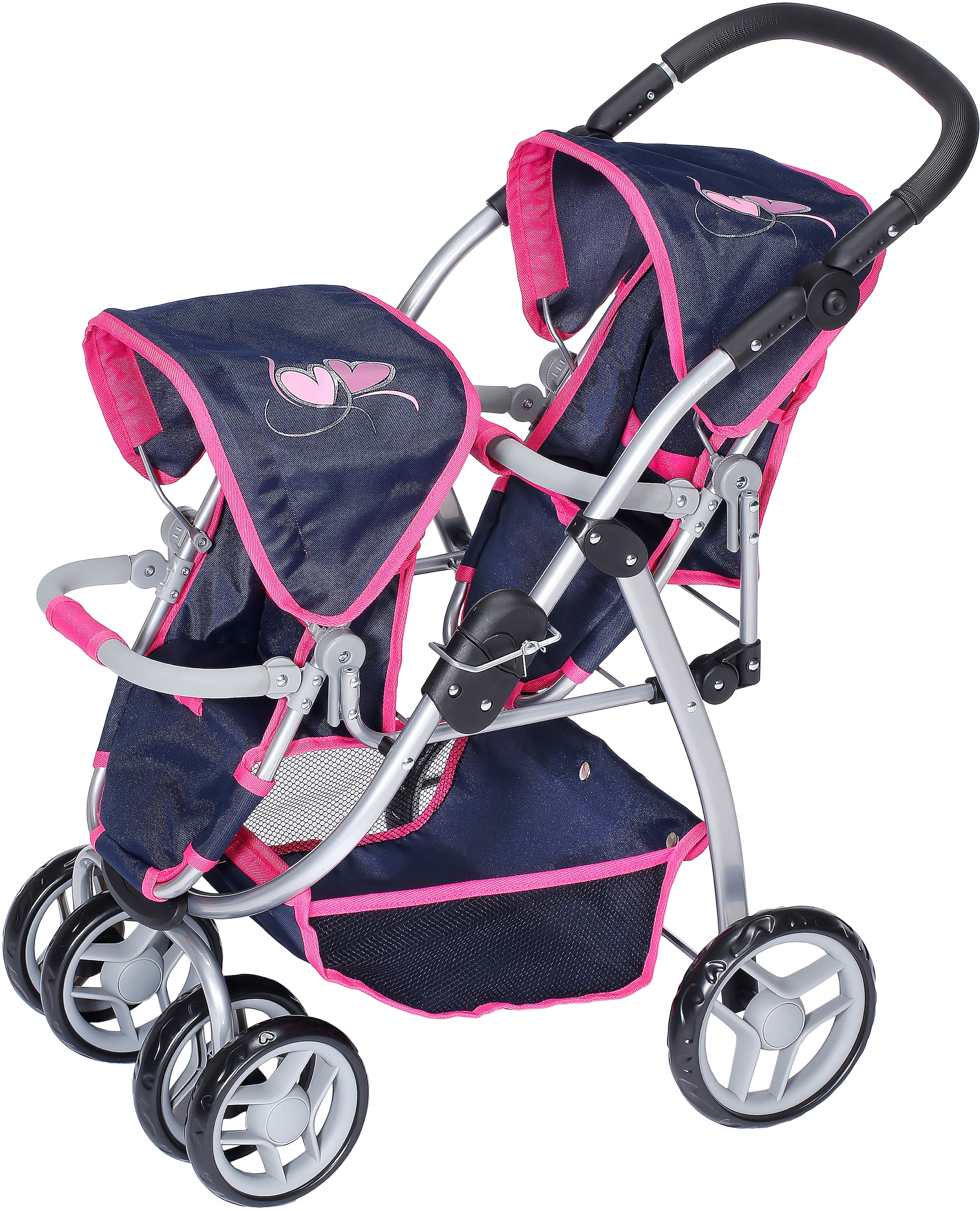 Knorrtoys® Puppen-Zwillingsbuggy »Milo - Flying Hearts Blue«