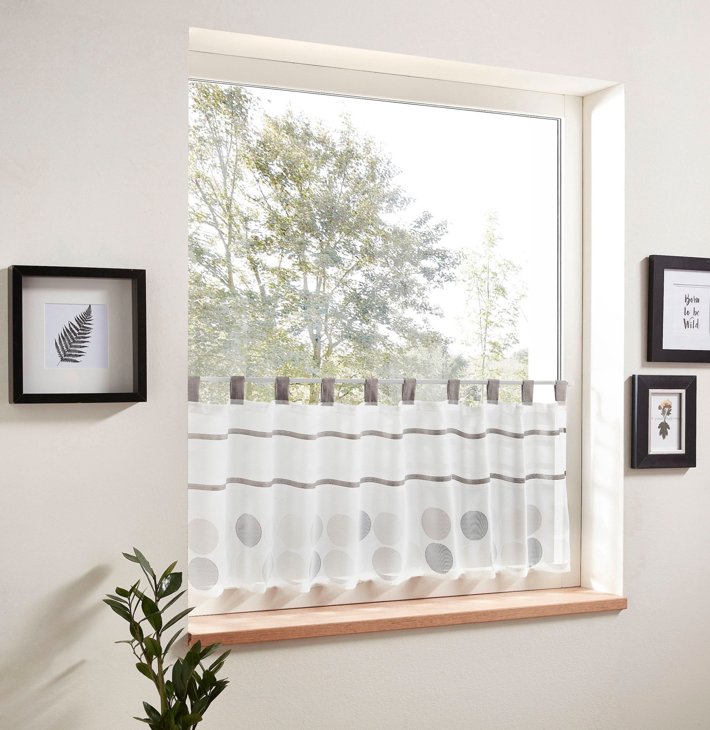 decolife Scheibengardine »Malie« Schlaufen 1 Stk. tlg. HxB: 45x140, Scheibengardine mit Webstruktur