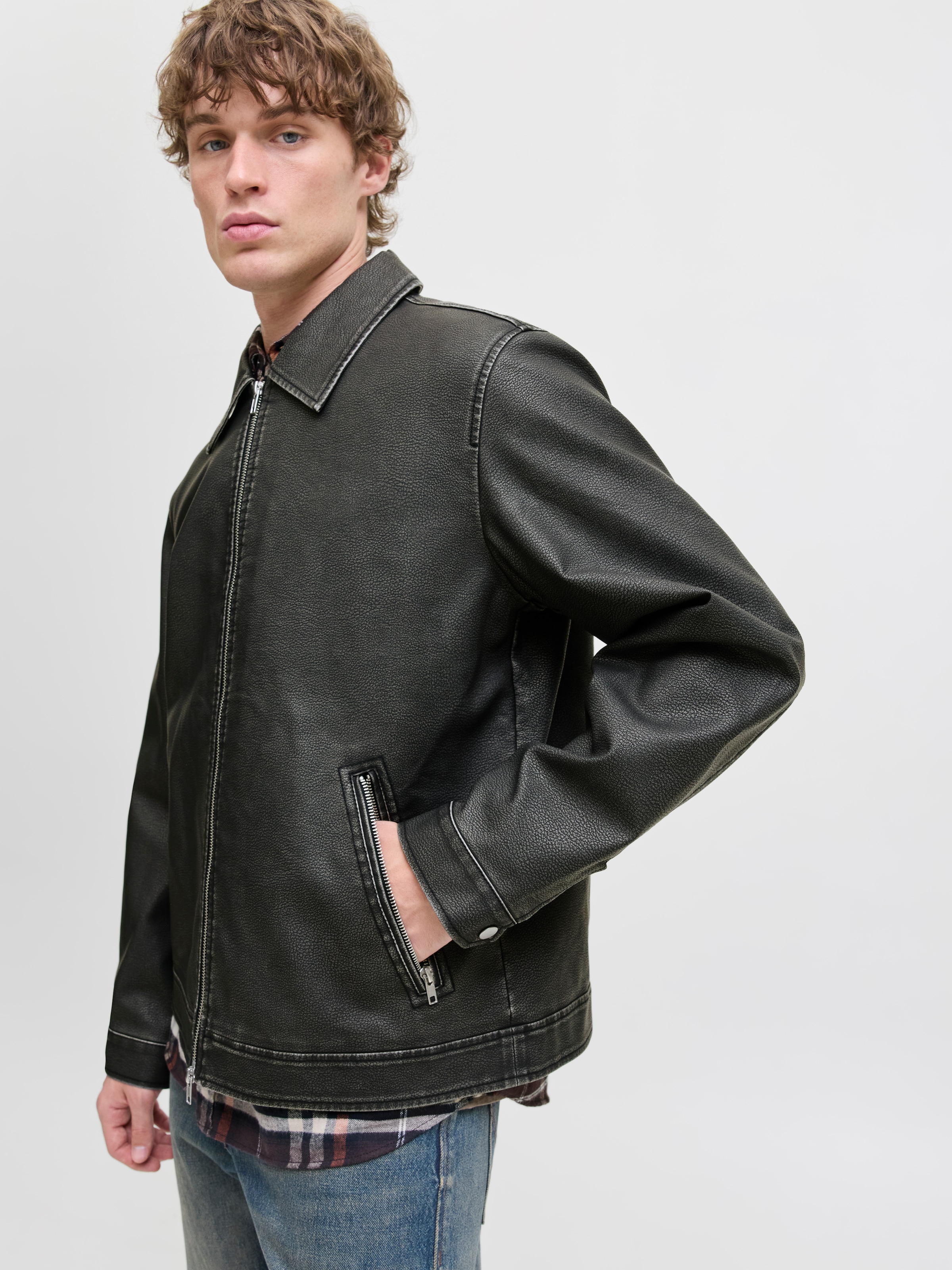 Jack & Jones Veste de motard »JJECASABLANCA PU JACKET NOOS« ohne Kapuze mit Fronttaschen