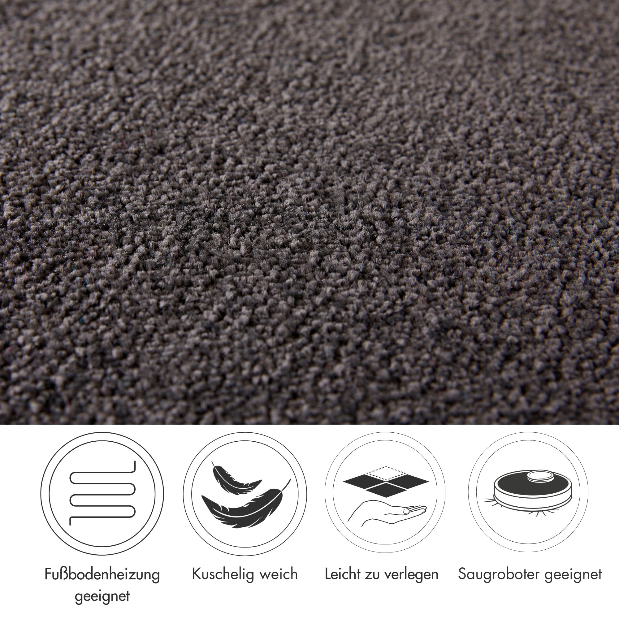 Andiamo Teppichboden »Sophie, Frisee-Velours, Made in Netherlands«, rechteckig, 12 mm Höhe, Uni Farben, Breite 400 cm oder 500 cm, strapazierfähig & pflegeleicht