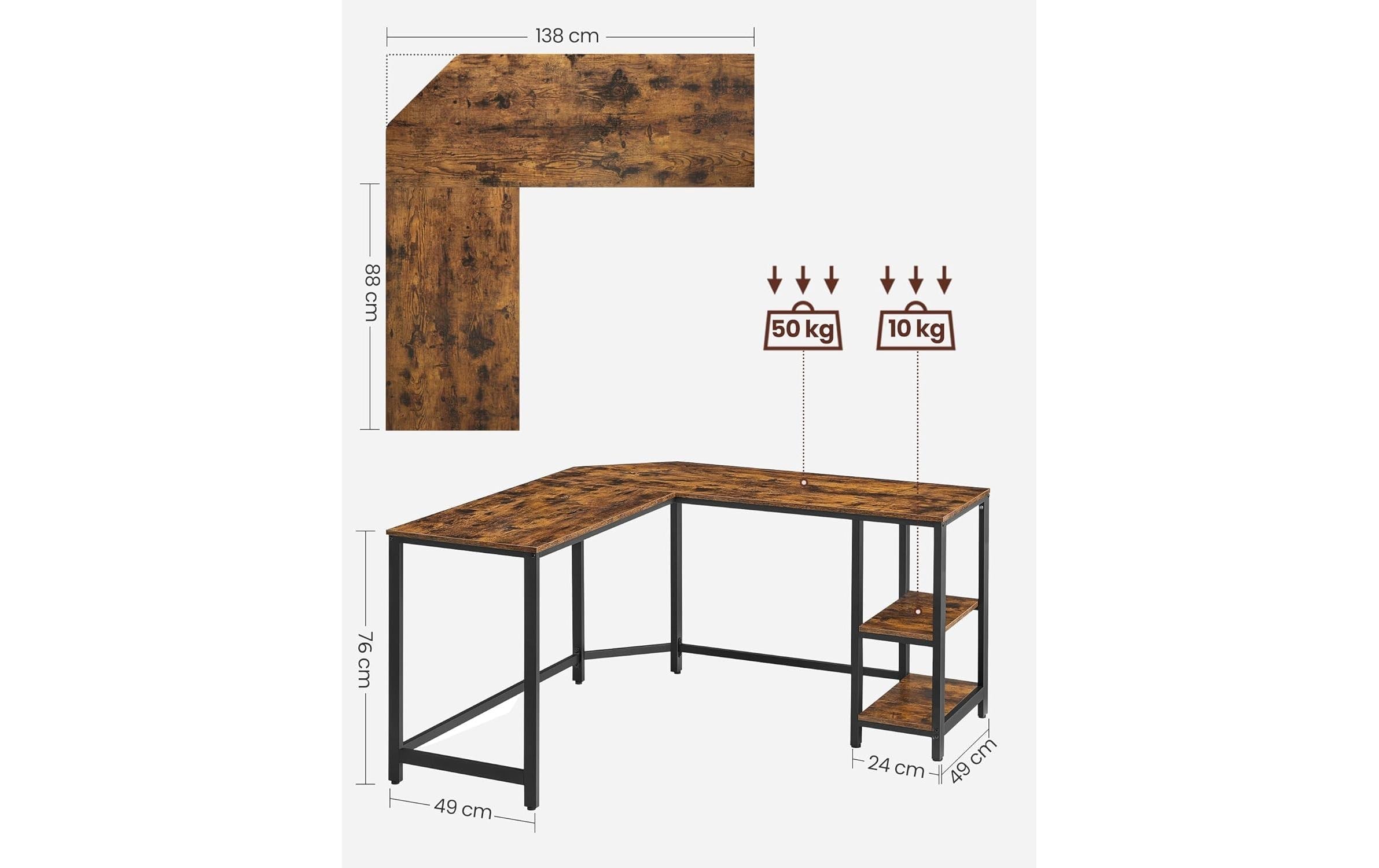 VASAGLE Schreibtisch »in L-Form 138 x 138 cm«