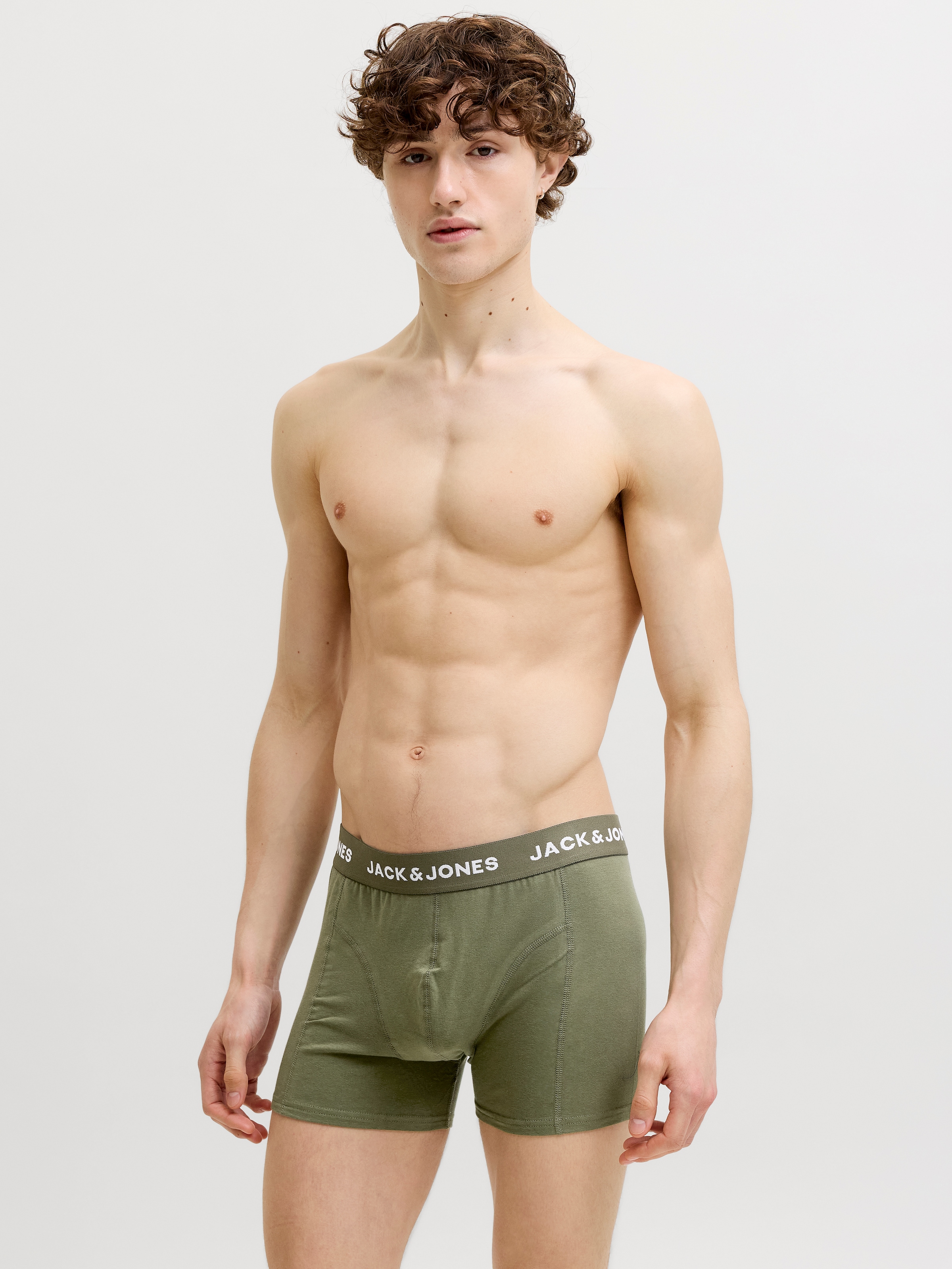 Jack & Jones »JACBENJA SOLID TRUNKS 7 PACK STYD« Paquet, 7 cuis mélange de coton, ceinture élastique