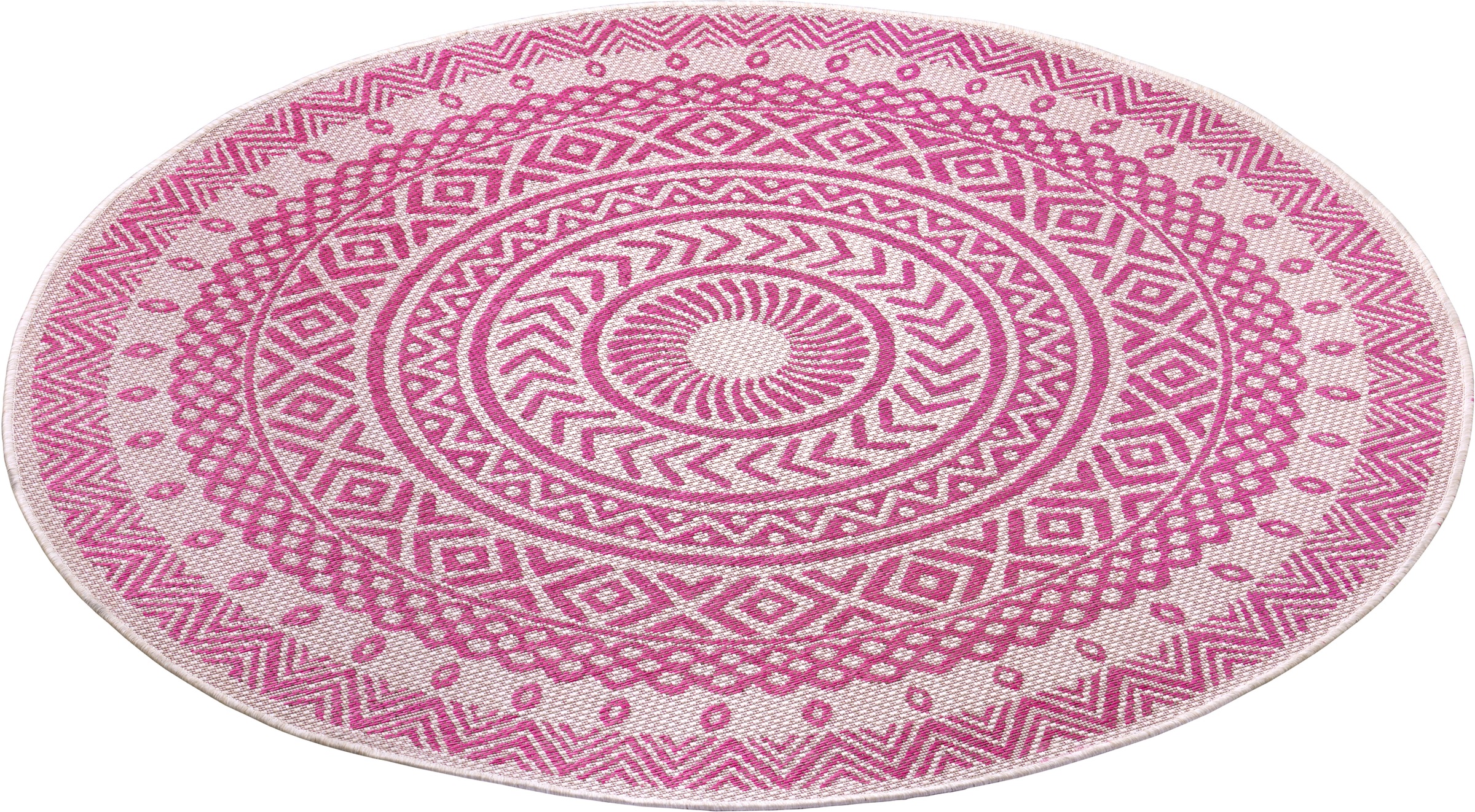 Image of NORTHRUGS Teppich »Giro«, rund, 4 mm Höhe, Flachgewebe In und Outdoor geeignet, Mandala Design, gekettelt, Wohnzimmer, Balkon, Terrasse, Garten, Robust, Pflegeleicht bei Ackermann Versand Schweiz