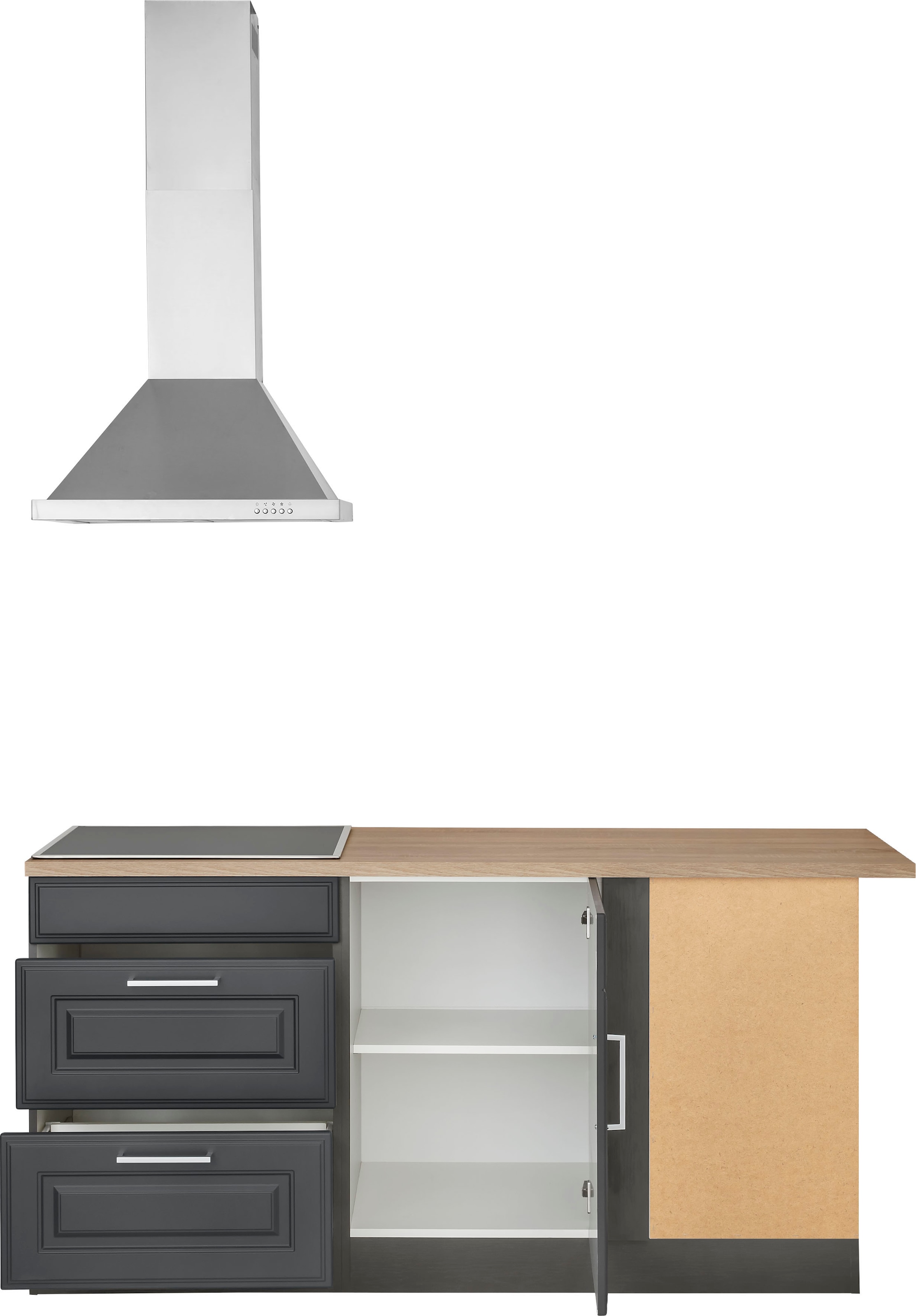 KOCHSTATION Winkelküche »KS-Stockholm – Küche mit hochwertiger und detailreicher Landhausfront« Stellbreite 230x170 cm, wahlweise mit E-Geräten, MDF-Fronten