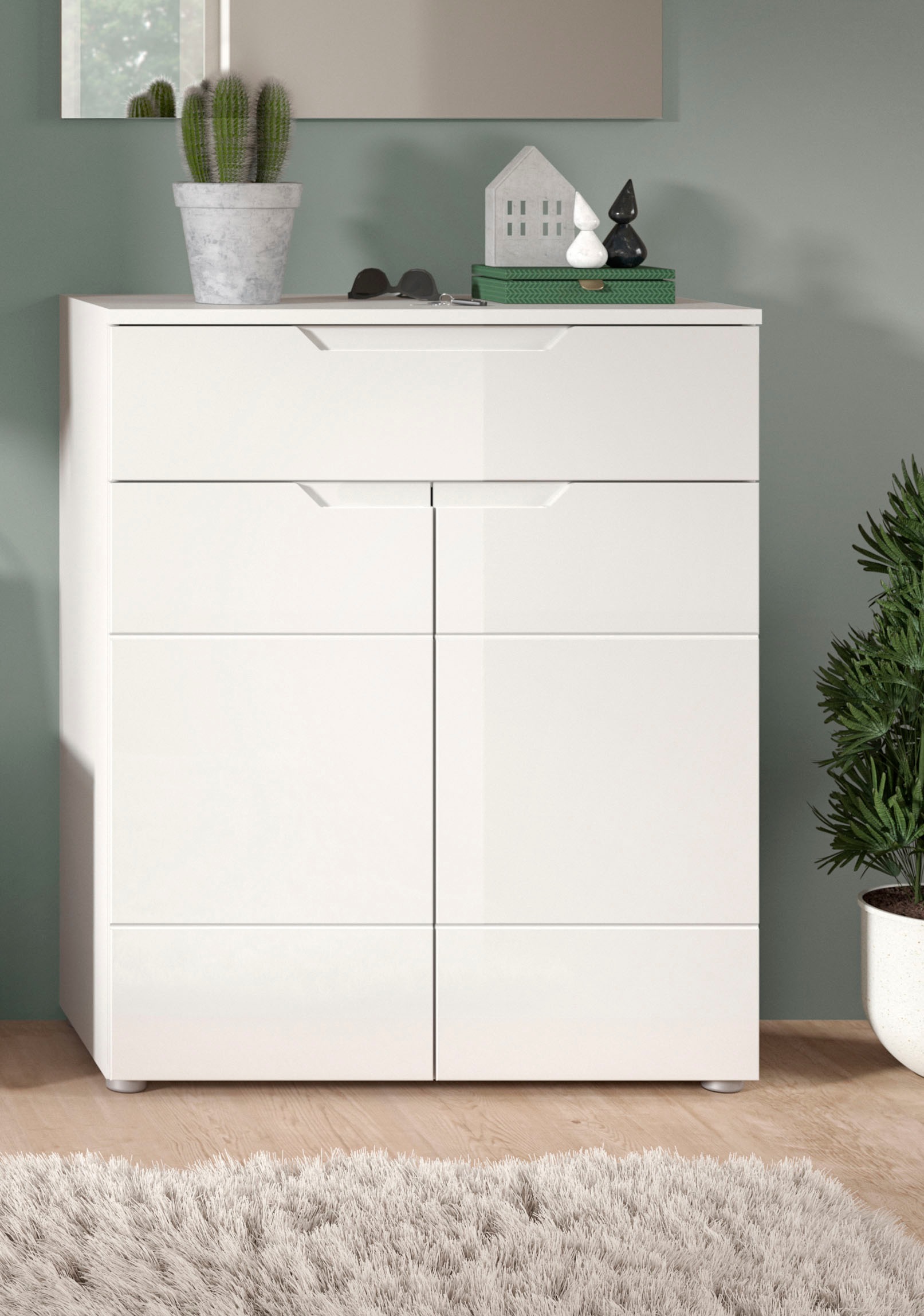 Image of Home affaire Schuhkommode "CAPRI, Höhe 97cm, 2 Türen, 1 Schubkasten, ink. eingefasster Griffmulde" Schuhschrank, Kommode, Anrichte, Sideboard, Schrank, Dielenschrank